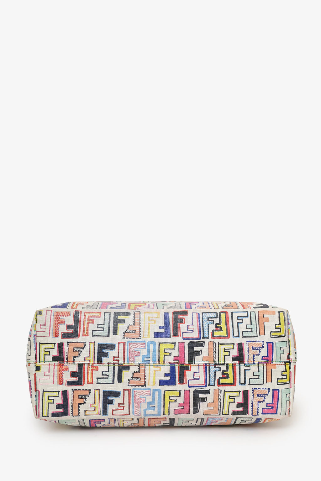 Fendi White/Multicolour Zucca Spalmati Roll Tote