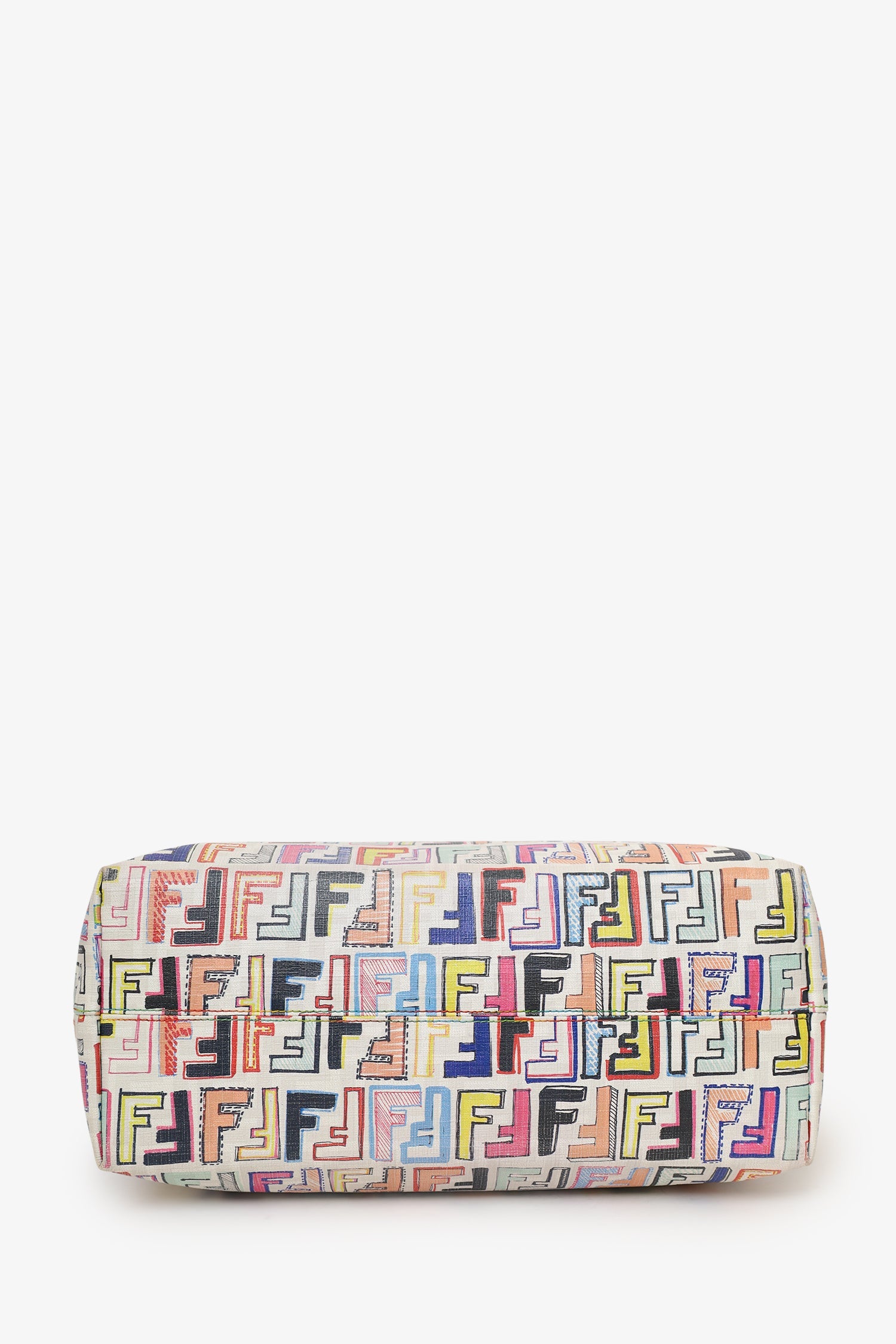 Fendi White/Multicolour Zucca Spalmati Roll Tote