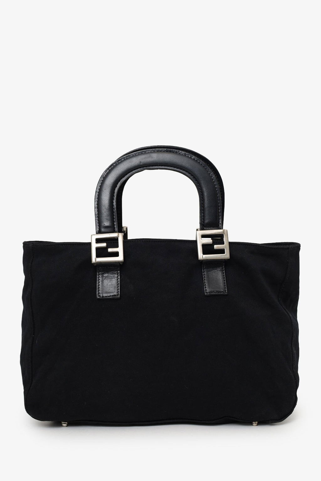 Fendi Black Canvas FF Top Handle Bag