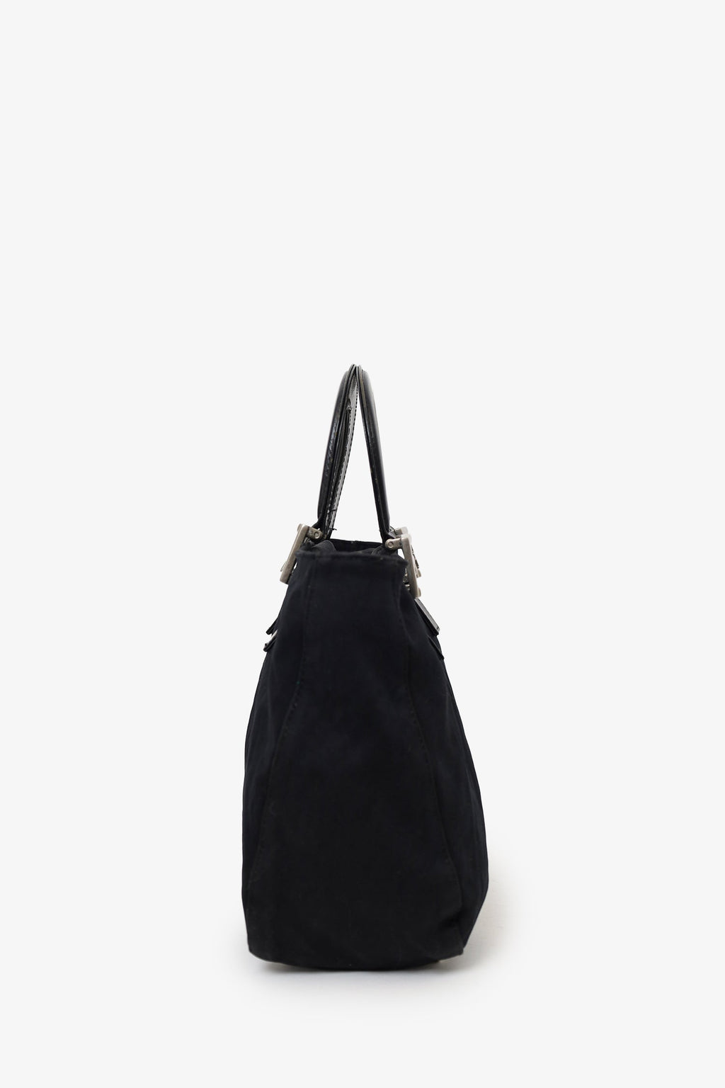 Fendi Black Canvas FF Top Handle Bag