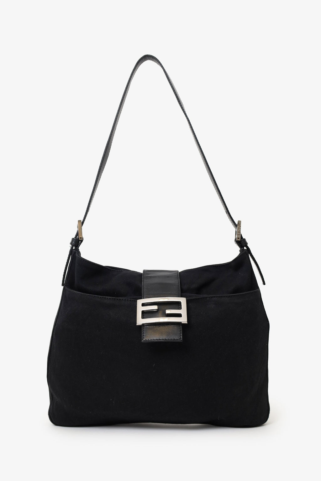Fendi Black Fabric Forever Baguette Shoulder Bag