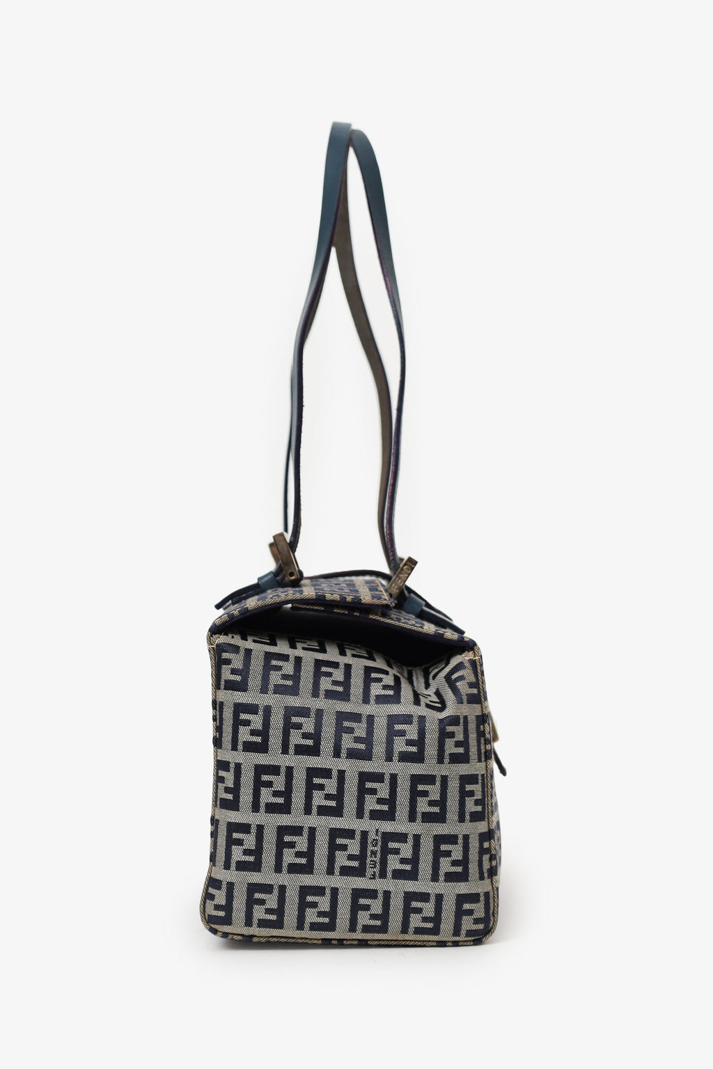 Fendi Navy/Grey FF Zucca Canvas Bento Box Bag