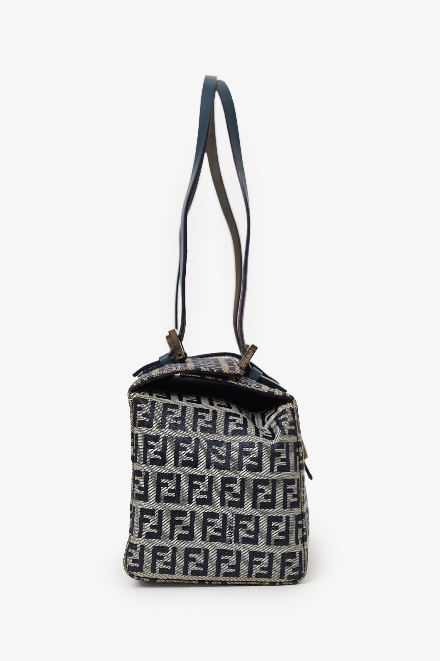 Fendi Navy/Grey FF Zucca Canvas Bento Box Bag
