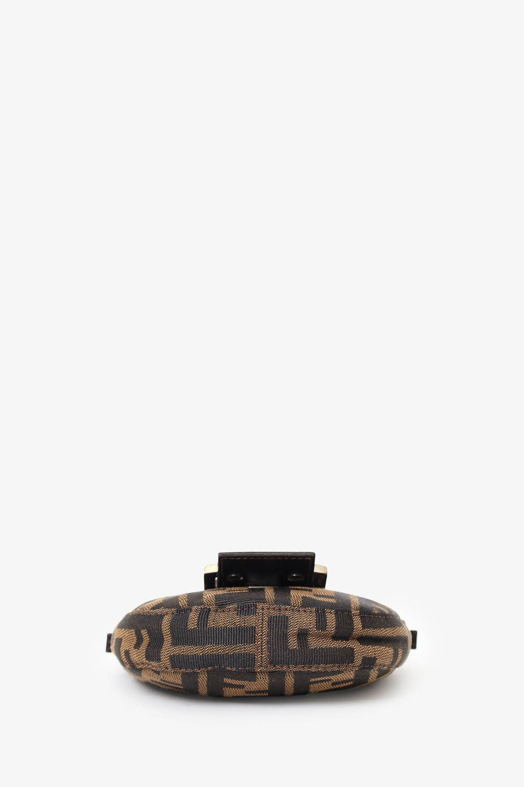 Fendi Brown Zucca Print Canvas Mini Half Moon Baguette Bag