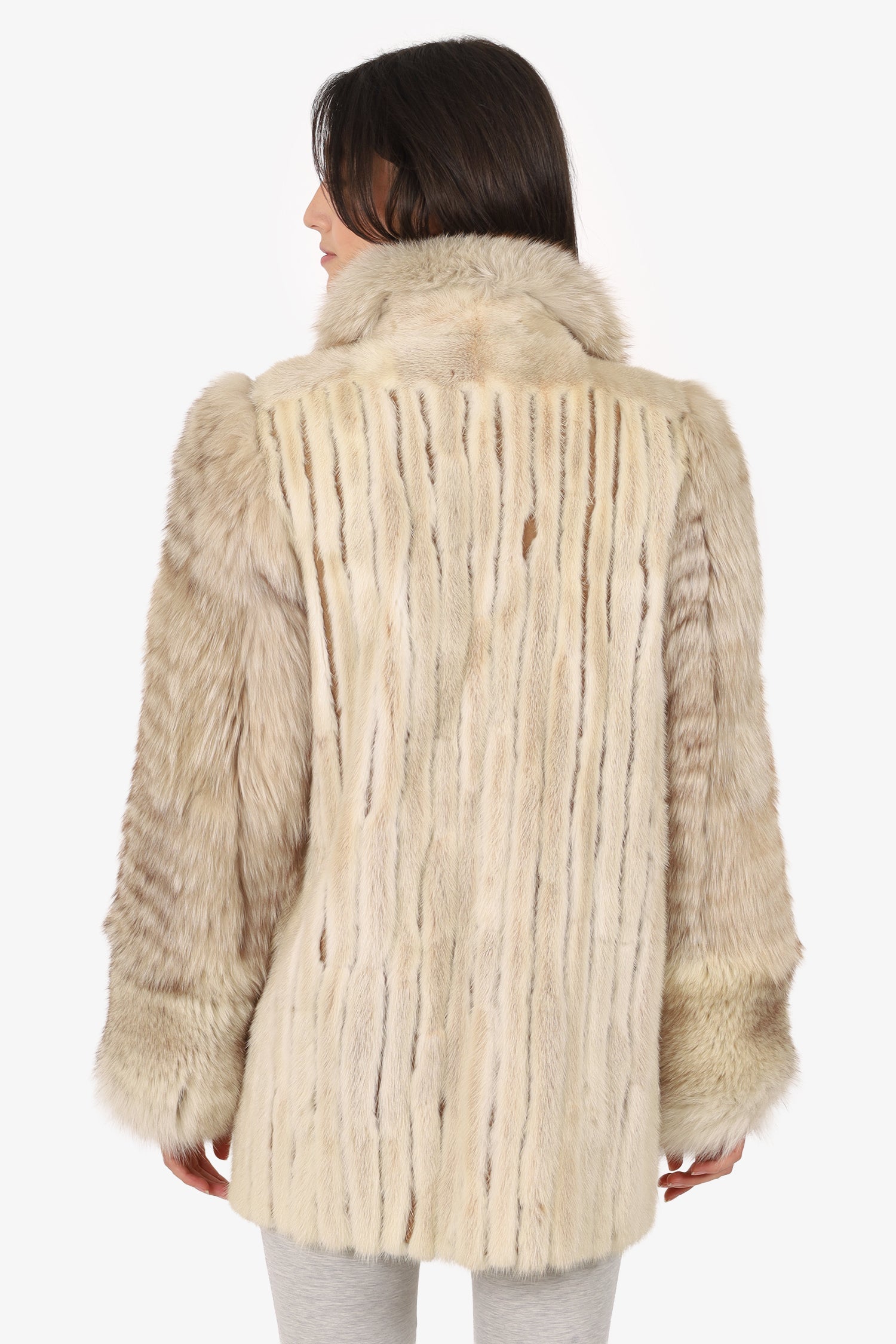 Vintage Beige Mink & Fox Fur Jacket Women Size 4