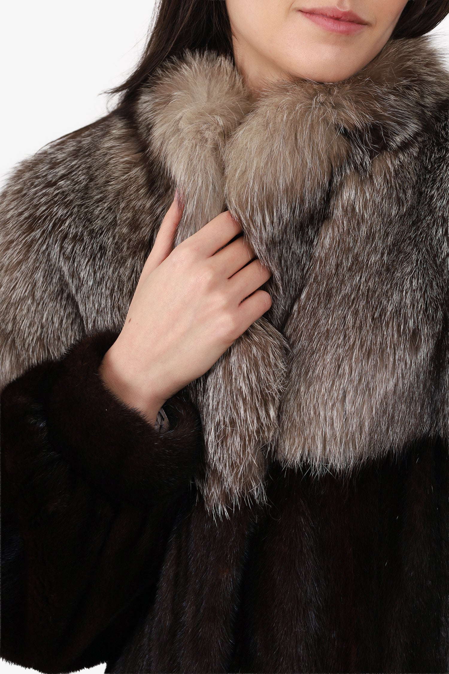 Vintage Dark Ranch Mink & Fox Fur Coat Jacket Women Size 6-8