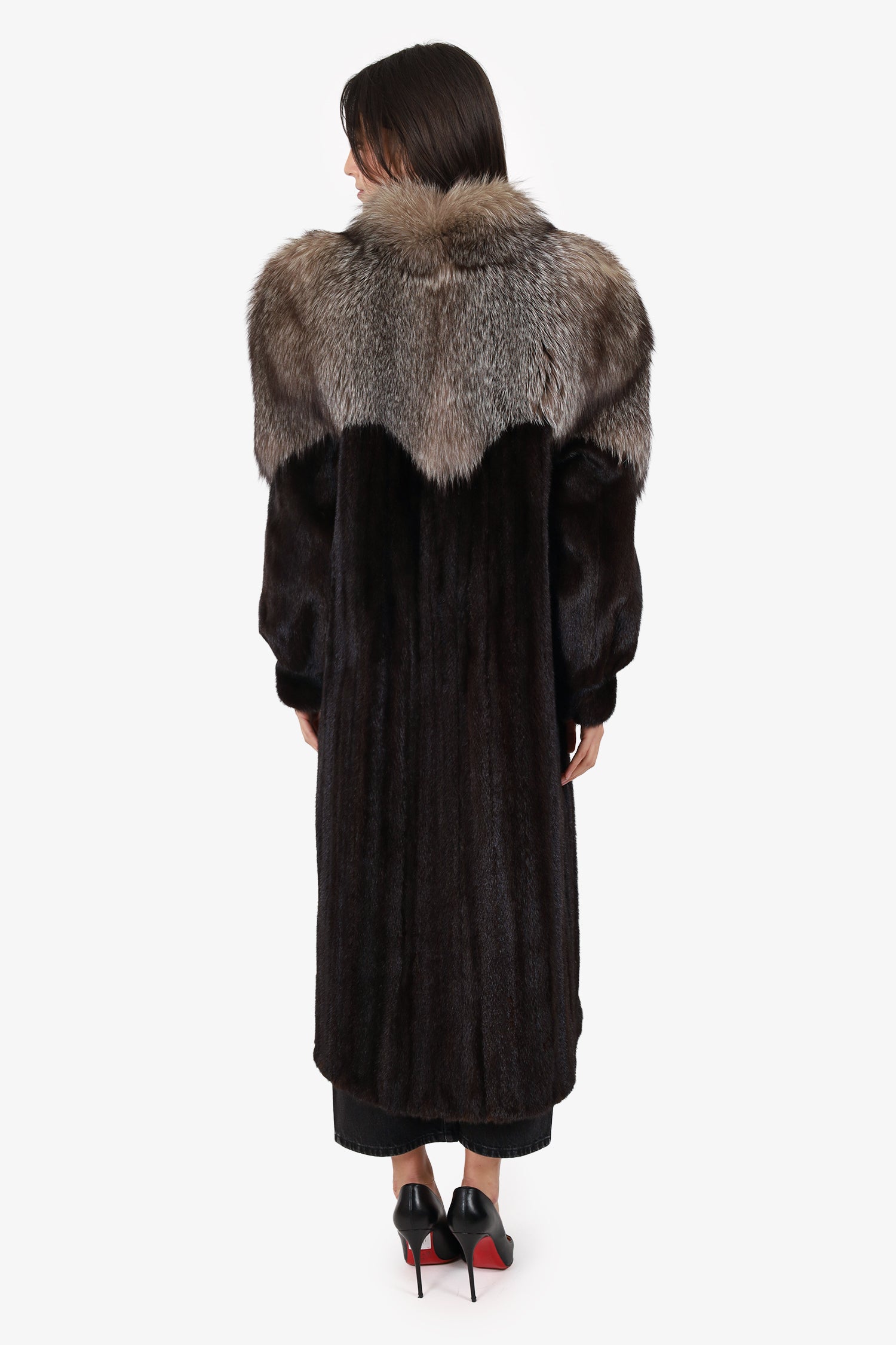 Vintage Dark Ranch Mink & Fox Fur Coat Jacket Women Size 6-8