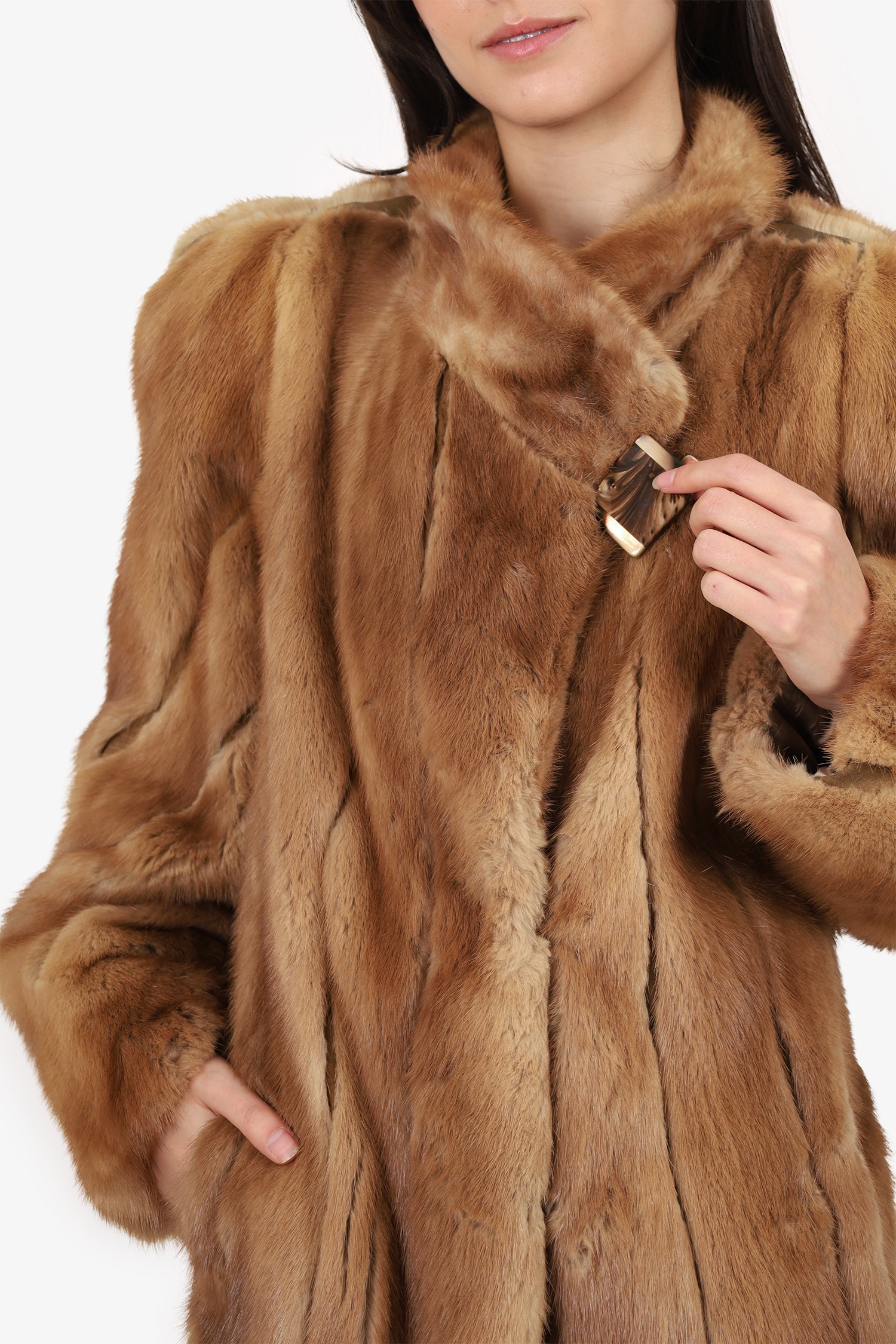 Vintage Natural Canadian Pastel Mink Fur Coat Jacket Women Size 8