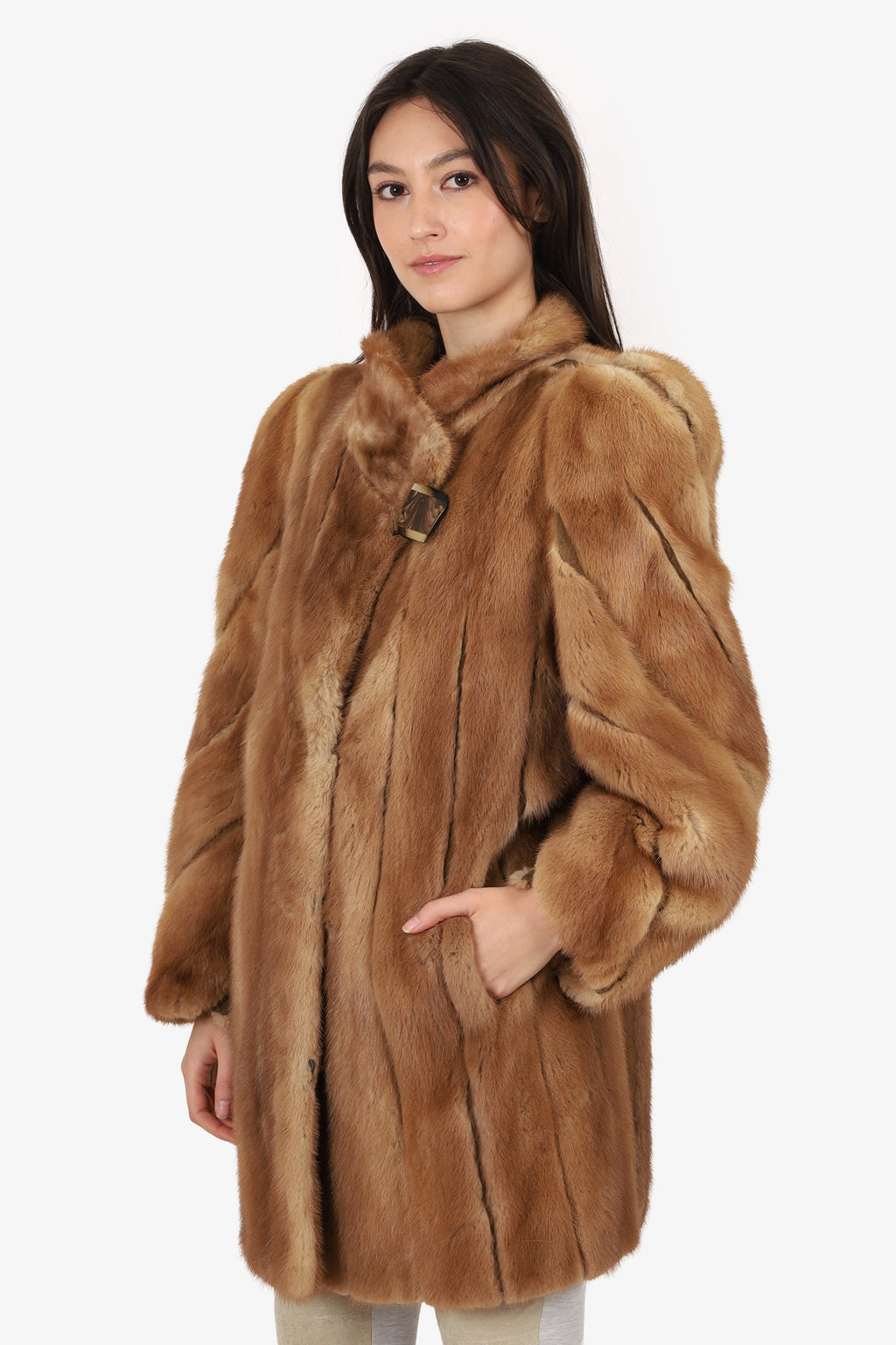 Vintage Natural Canadian Pastel Mink Fur Coat Jacket Women Size 8