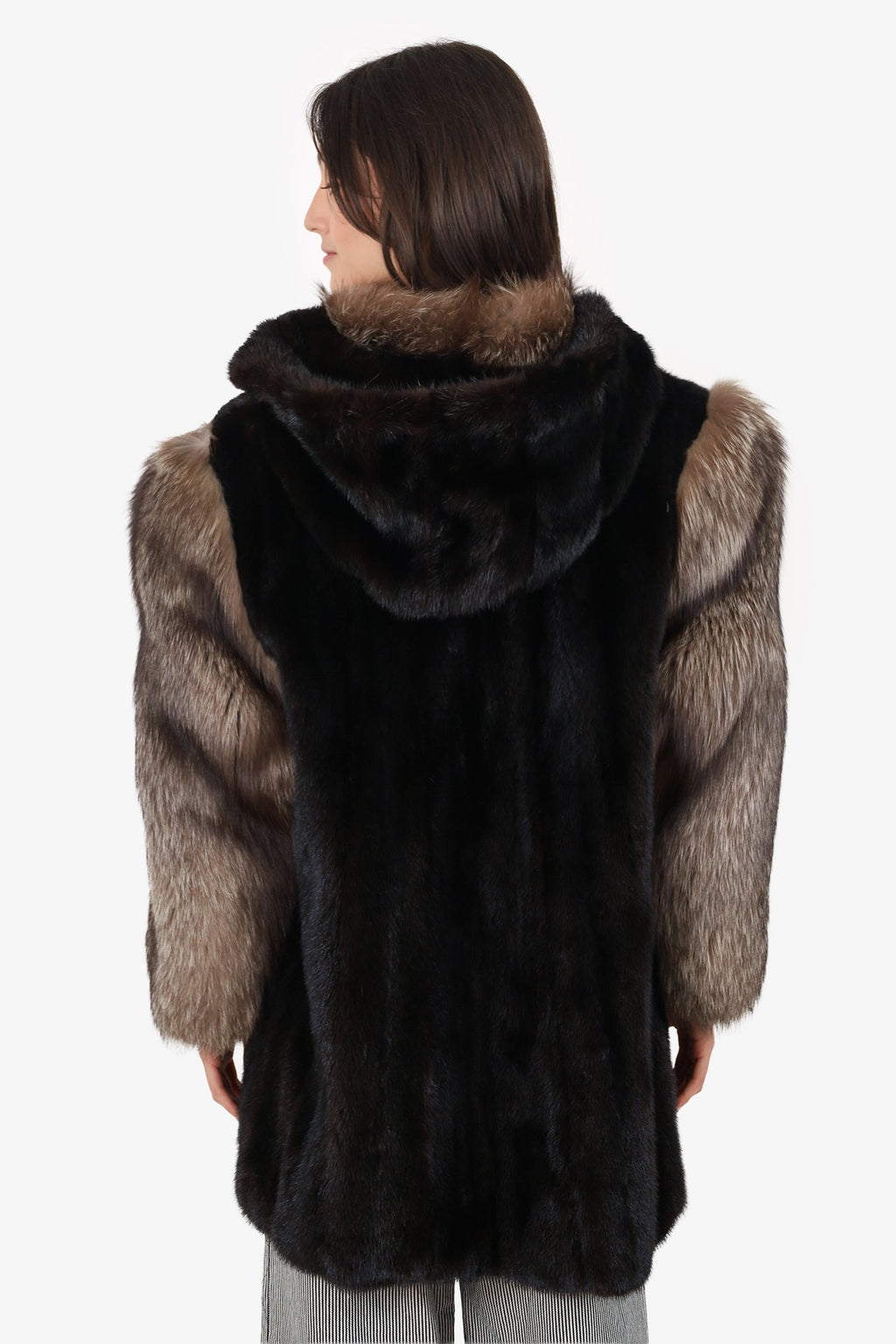 Vintage Canadian Two Tone Muskrat Fur Coat Jacket Women Size 6/8