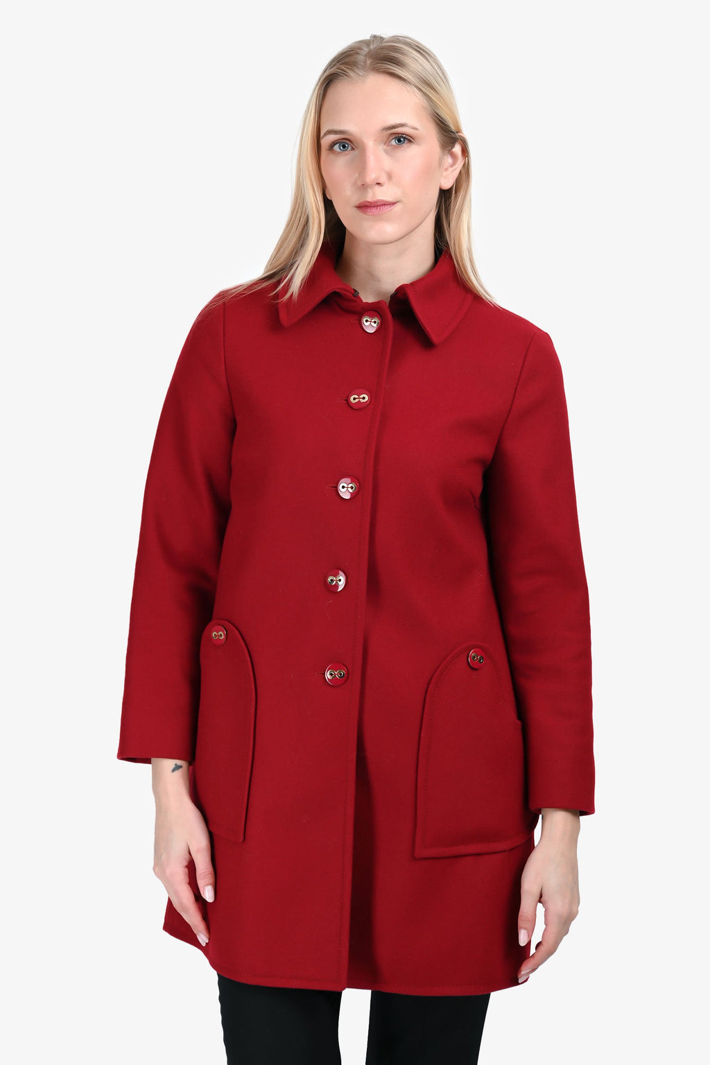 Love Moschino Red Wool Blend Coat Estimated Size S