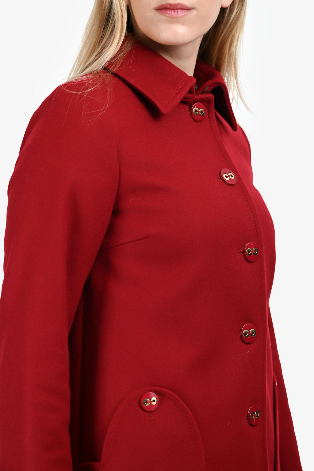 Love Moschino Red Wool Blend Coat Estimated Size S