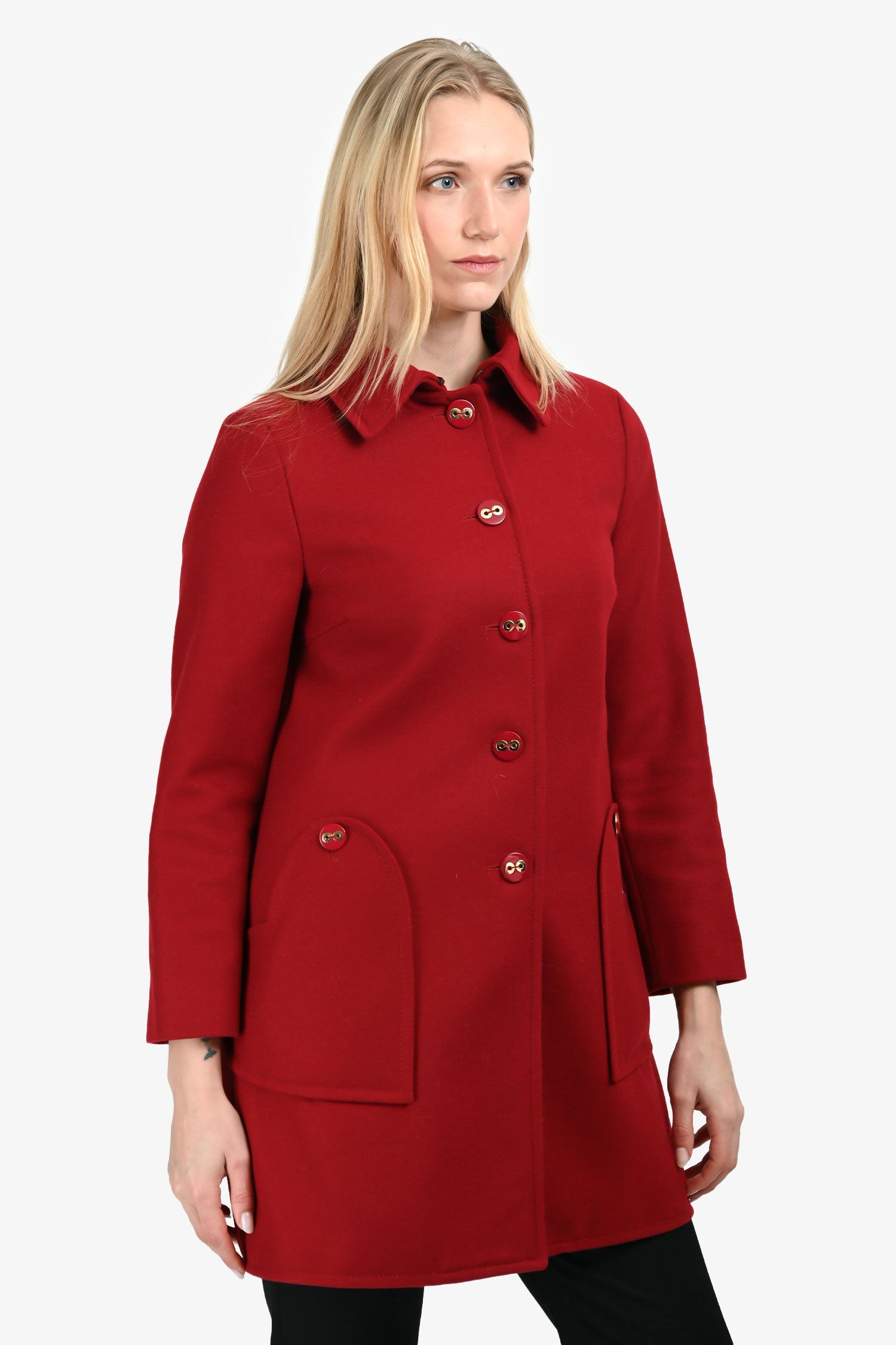 Love Moschino Red Wool Blend Coat Estimated Size S