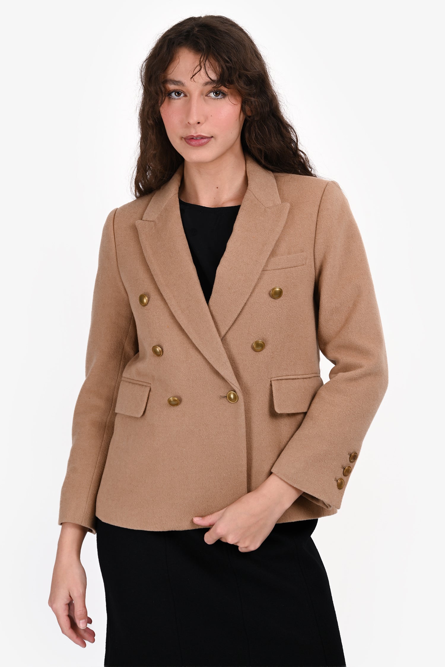 Nili Lotan Brown Camel Hair/Wool Double Breasted Blazer Size 4