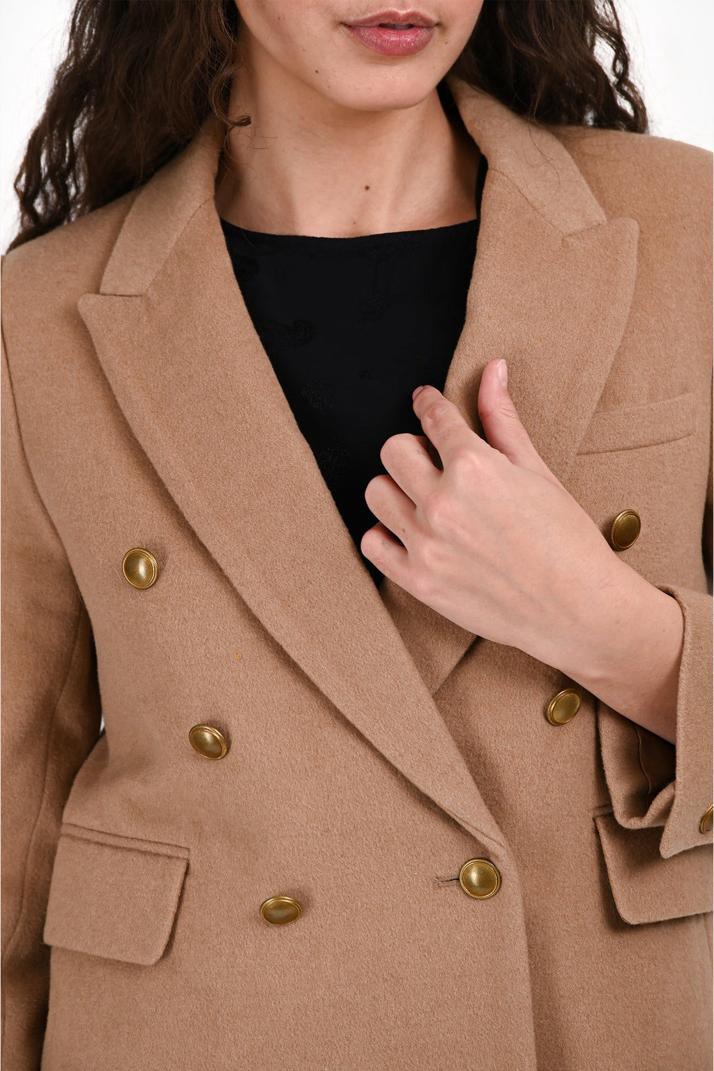 Nili Lotan Brown Camel Hair/Wool Double Breasted Blazer Size 4