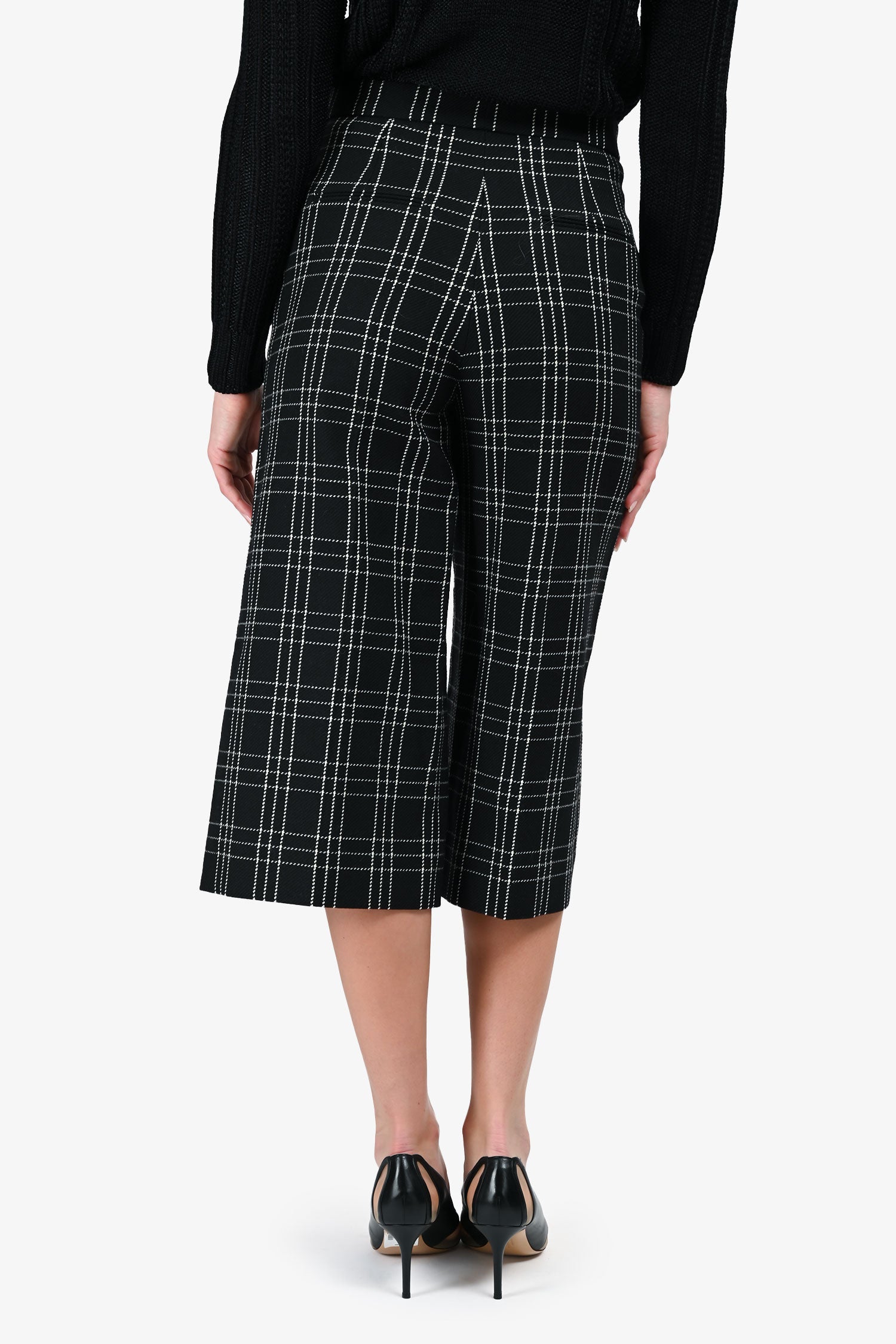 Christian Dior Black/White Wool Check Culottes Size 36