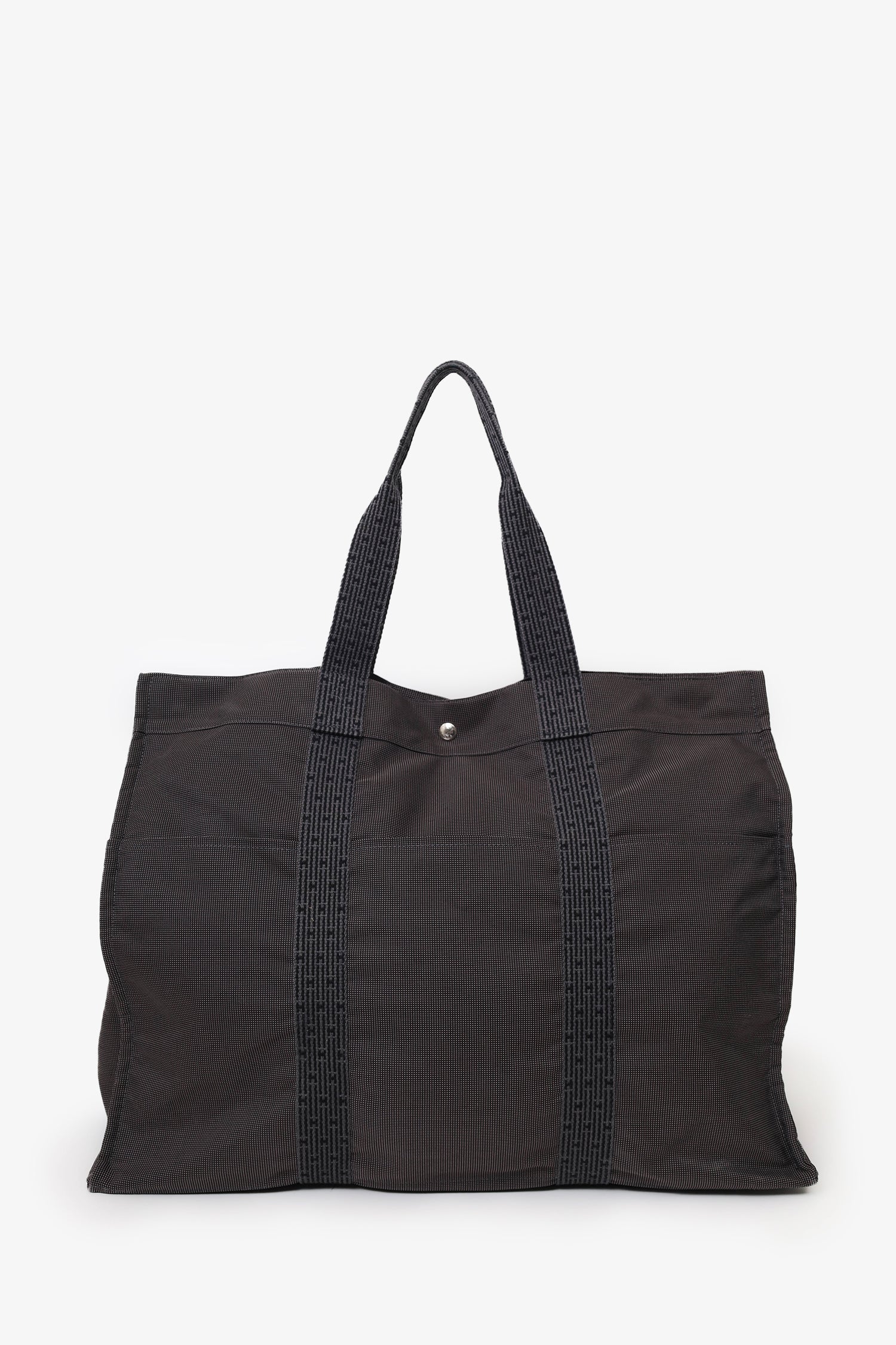 Hermès Vintage Grey Canvas Toile Herline TGM Travel Bag