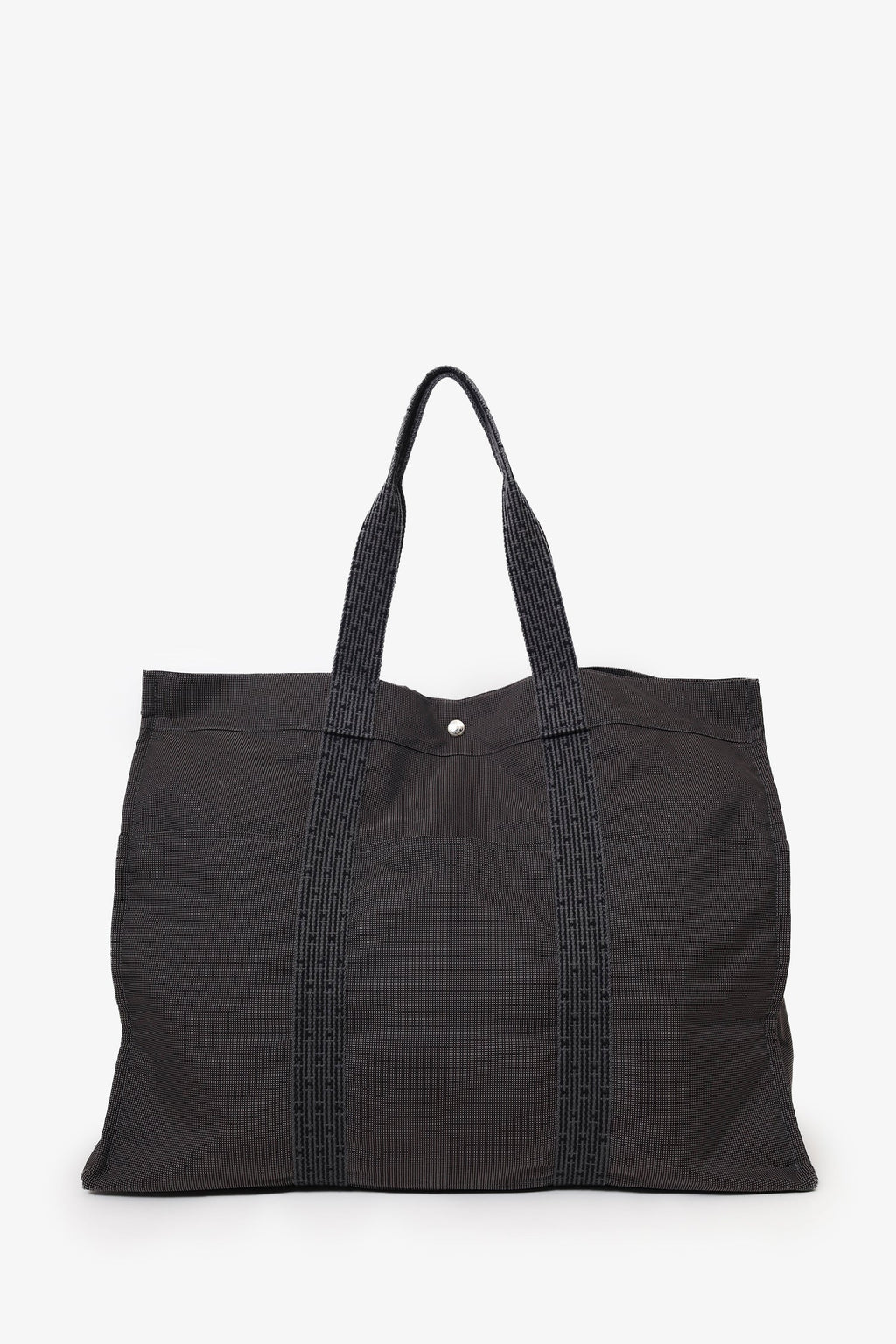 Hermès Vintage Grey Canvas Toile Herline TGM Travel Bag