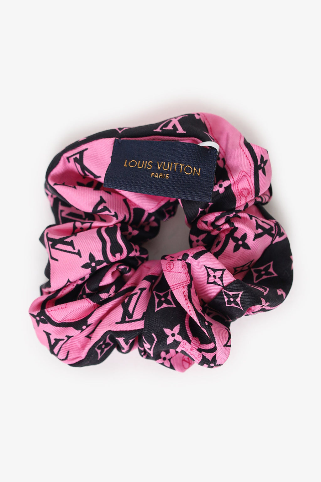 Louis Vuitton Black/Pink Silk Monogram Confidential Chouchou Scrunchie