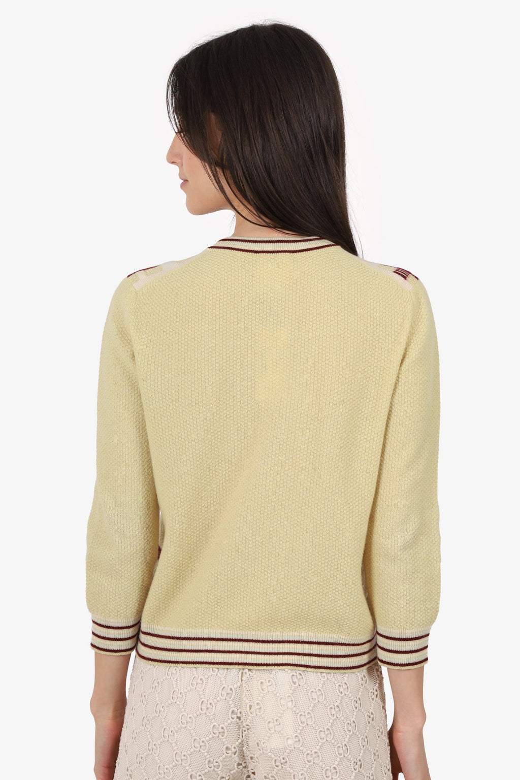 Pre-Loved Chanel™ 04P Yellow Cashmere Plaid igan Size 40