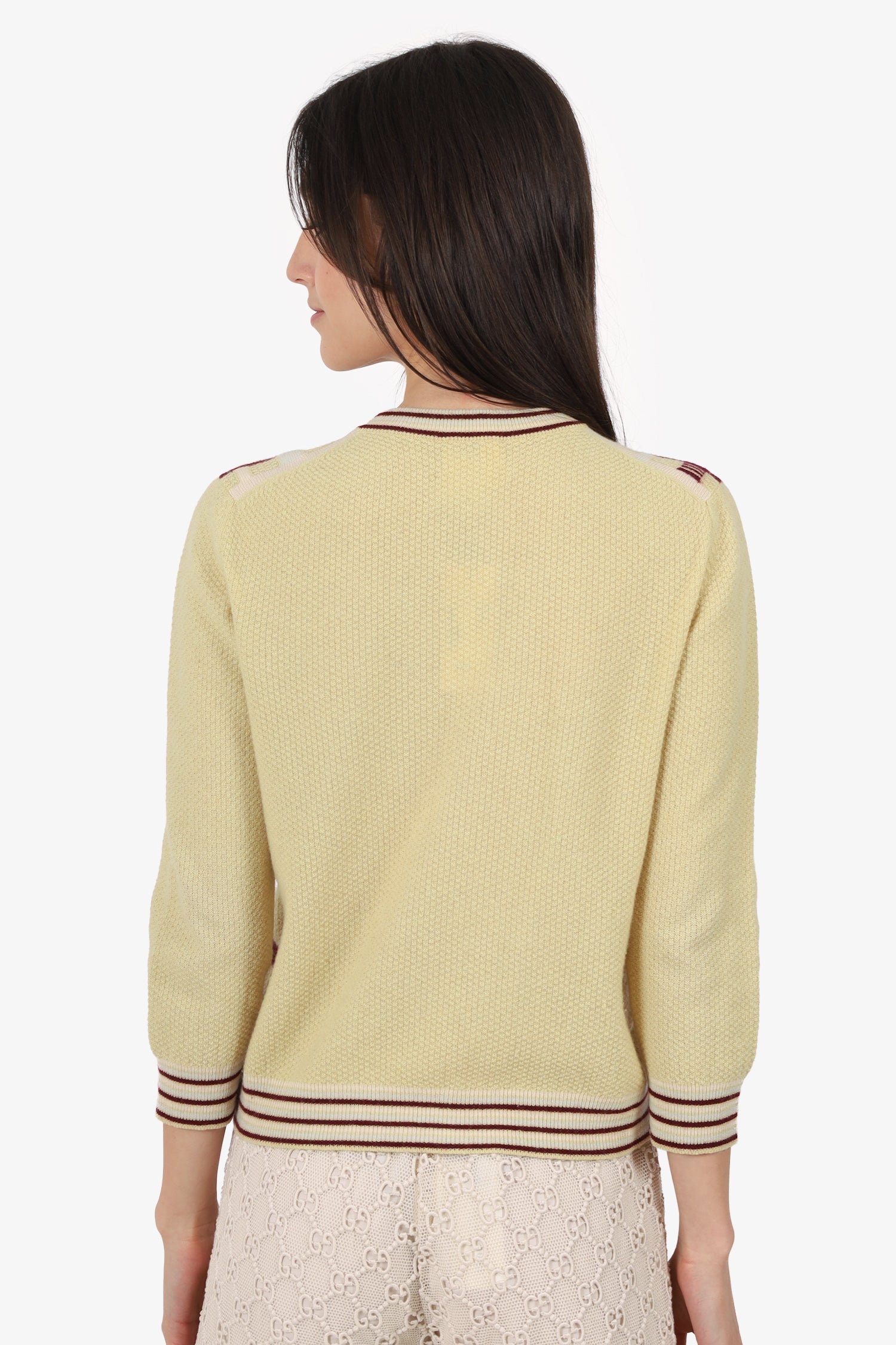 Pre-Loved Chanel™ 04P Yellow Cashmere Plaid igan Size 40