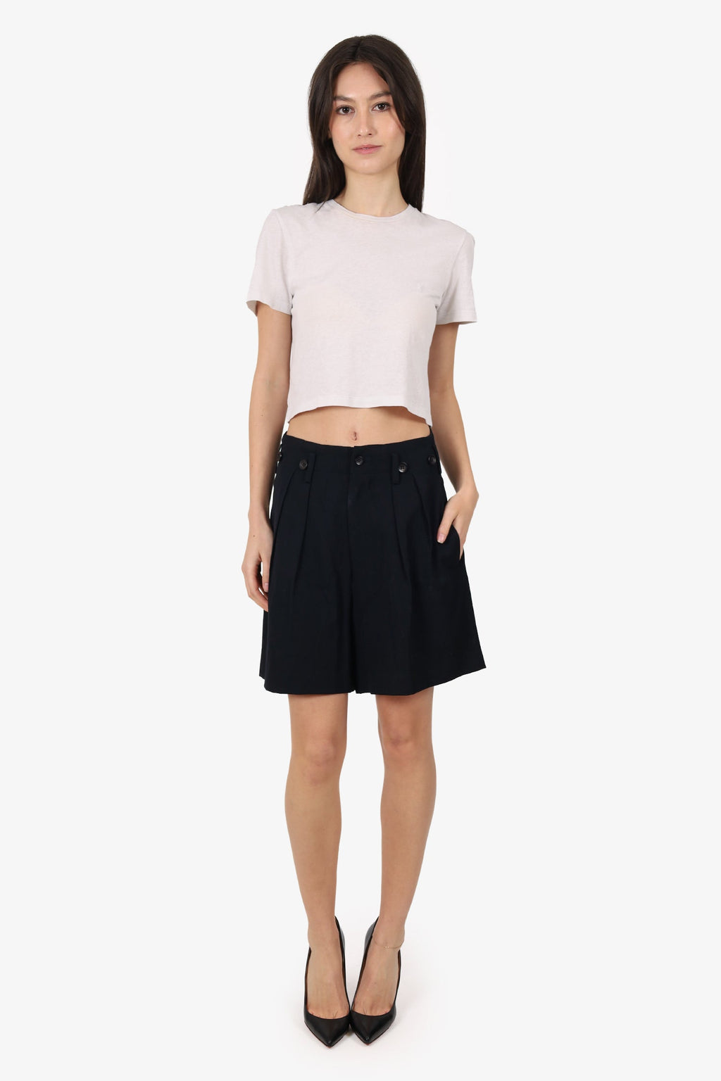 Yohji Yamamoto Black Wool Shorts Size S