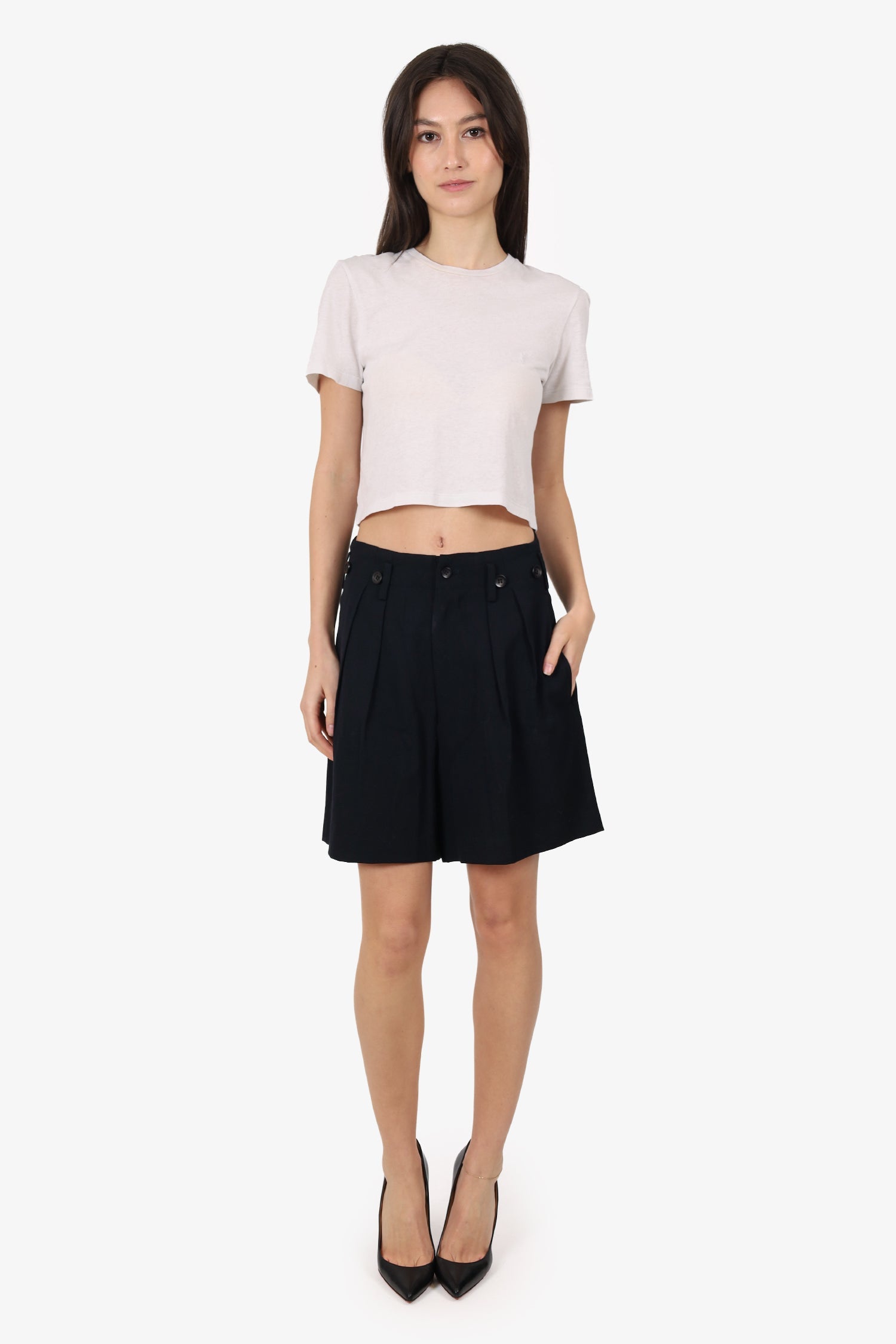 Yohji Yamamoto Black Wool Shorts Size S