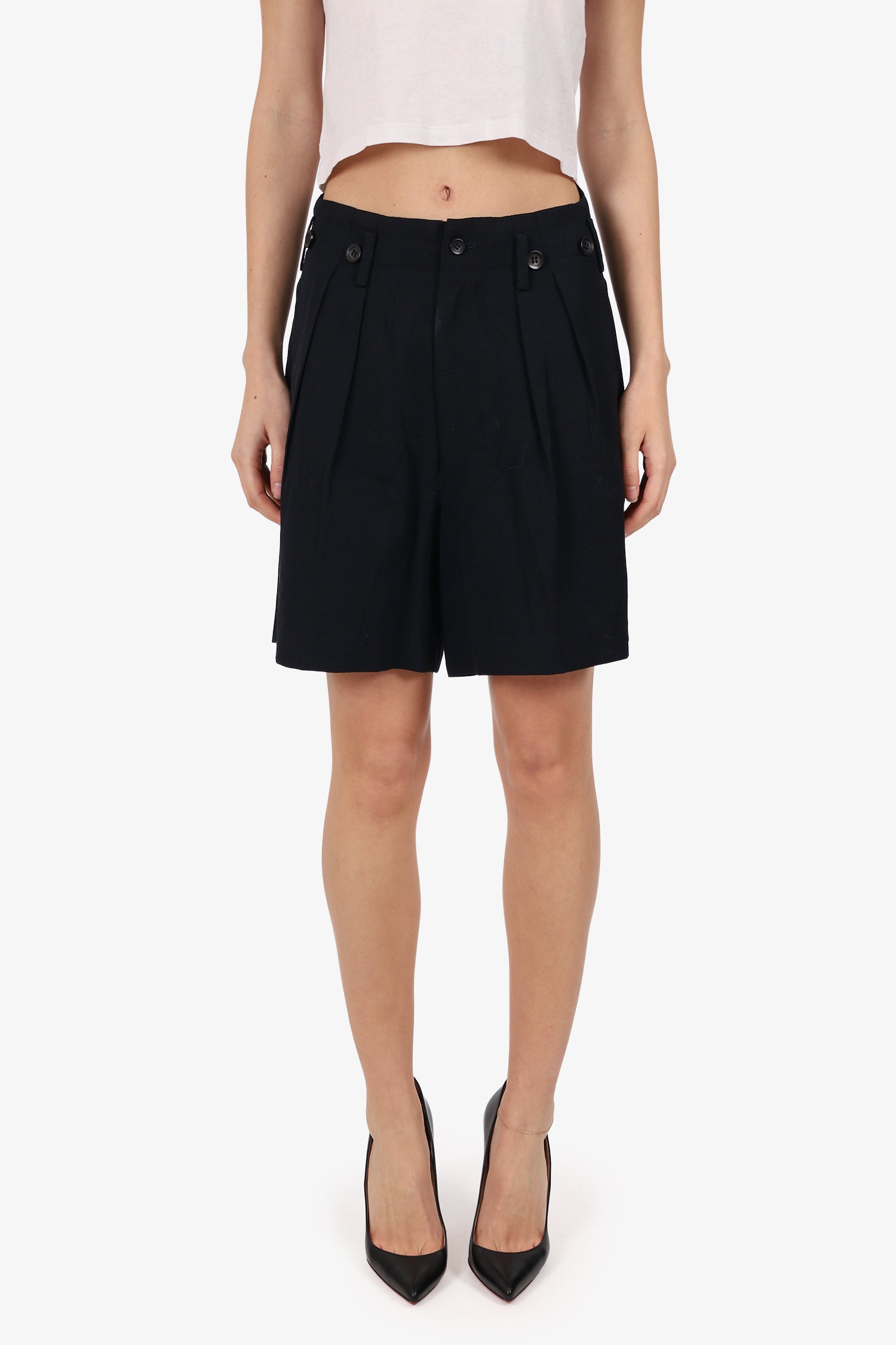 Yohji Yamamoto Black Wool Shorts Size S