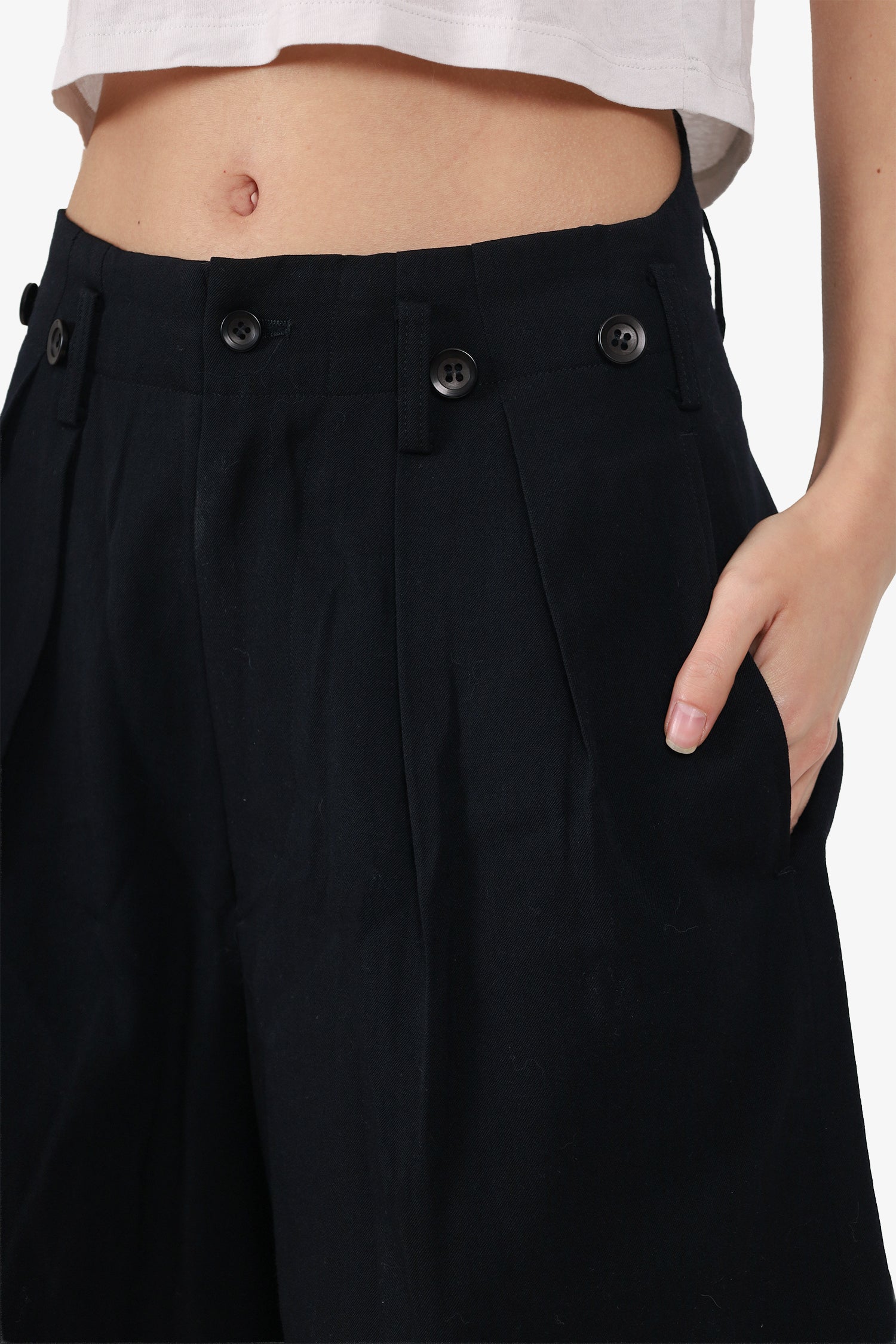 Yohji Yamamoto Black Wool Shorts Size S