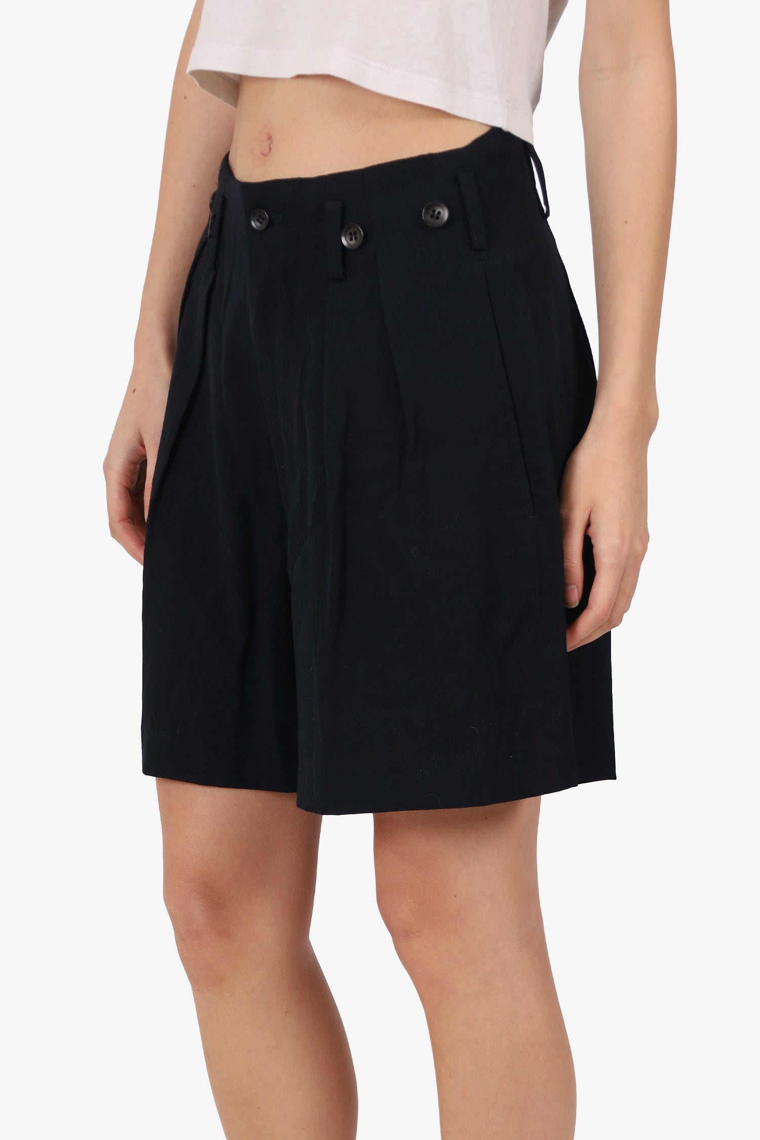 Yohji Yamamoto Black Wool Shorts Size S