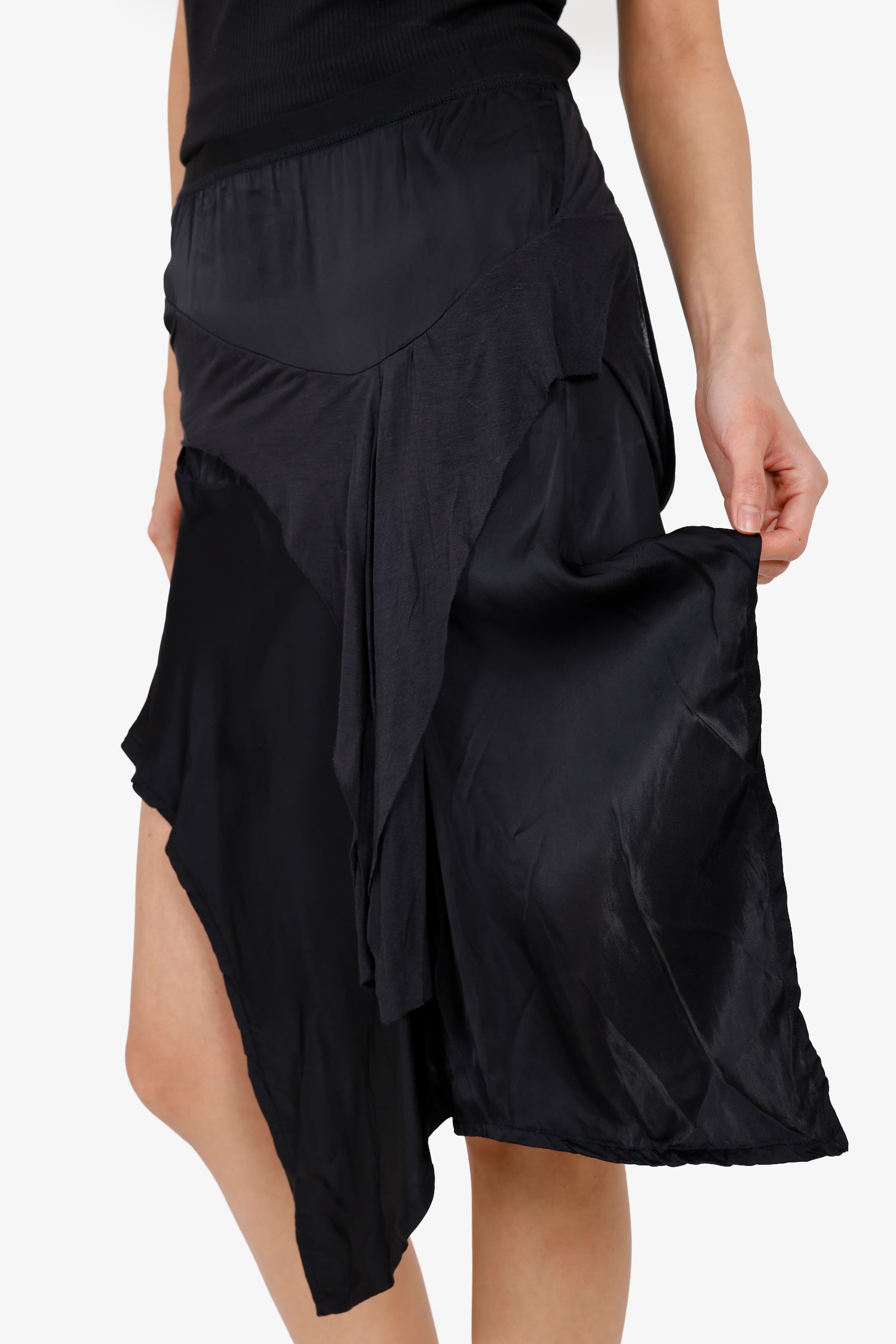 Ilaria Nistri Black Asymmetrical Midi Skirt Size 42