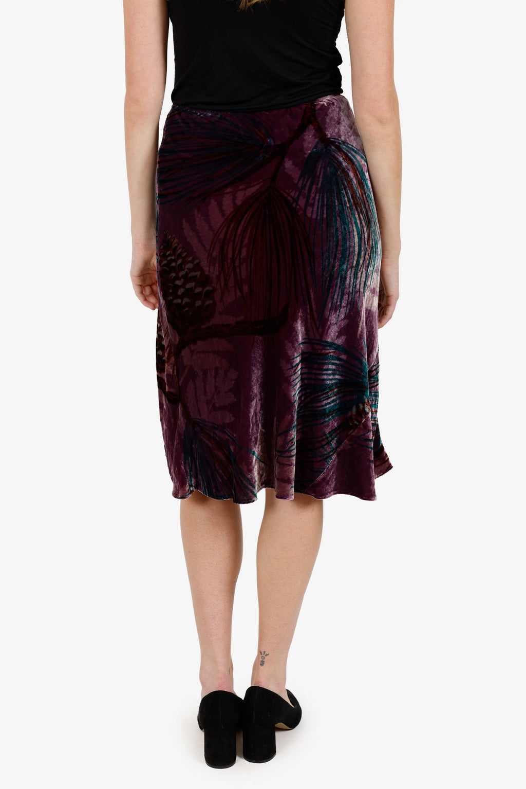 Nanette Lepore Purple Velvet Floral Print Ruffled Midi Skirt Size 4