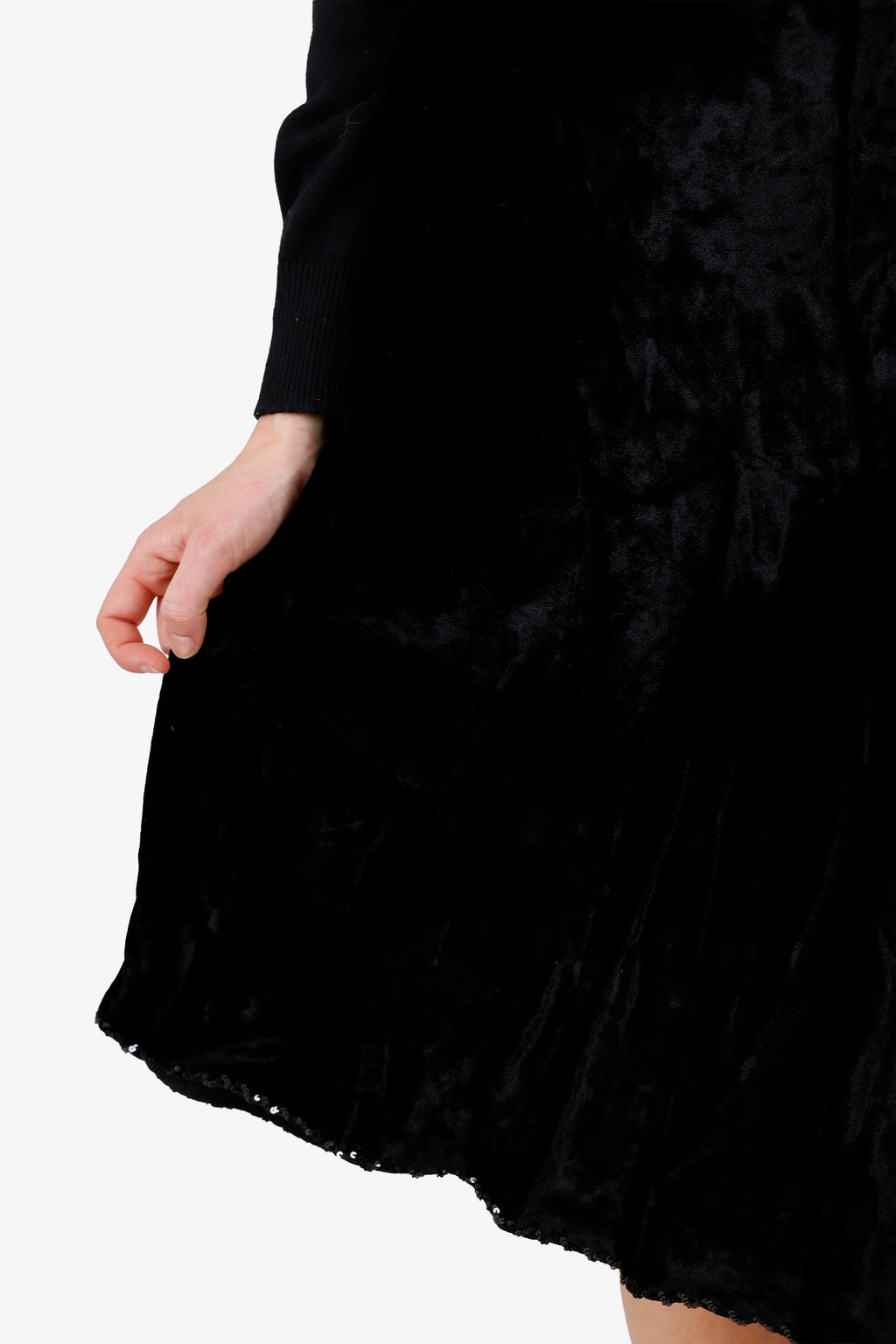 Blugirl by Blumarine Black Velvet Sequin Trimmed Midi Skirt Estimated Size S