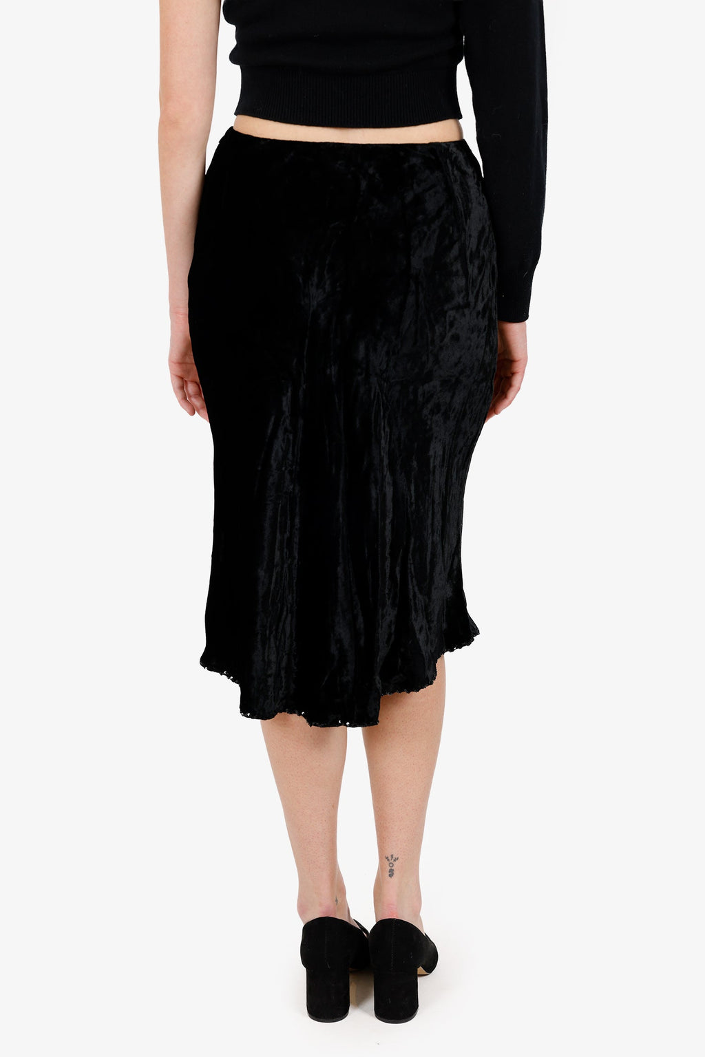 Blugirl by Blumarine Black Velvet Sequin Trimmed Midi Skirt Estimated Size S