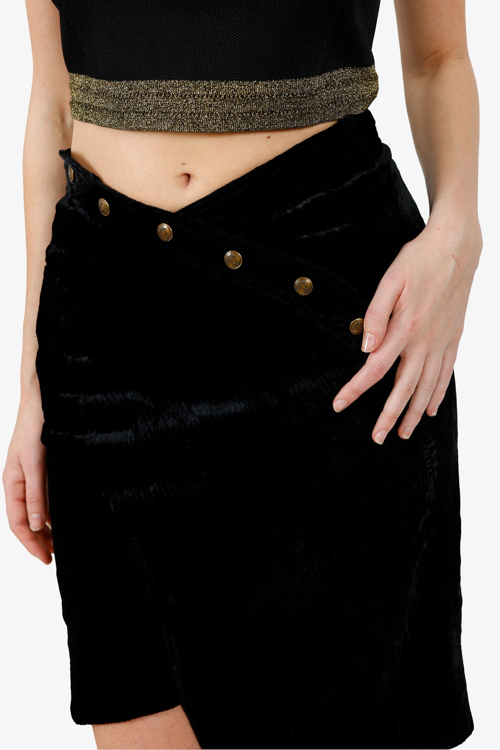 Christian Dior Black Velvet Asymmetrical Midi Skirt Size 8