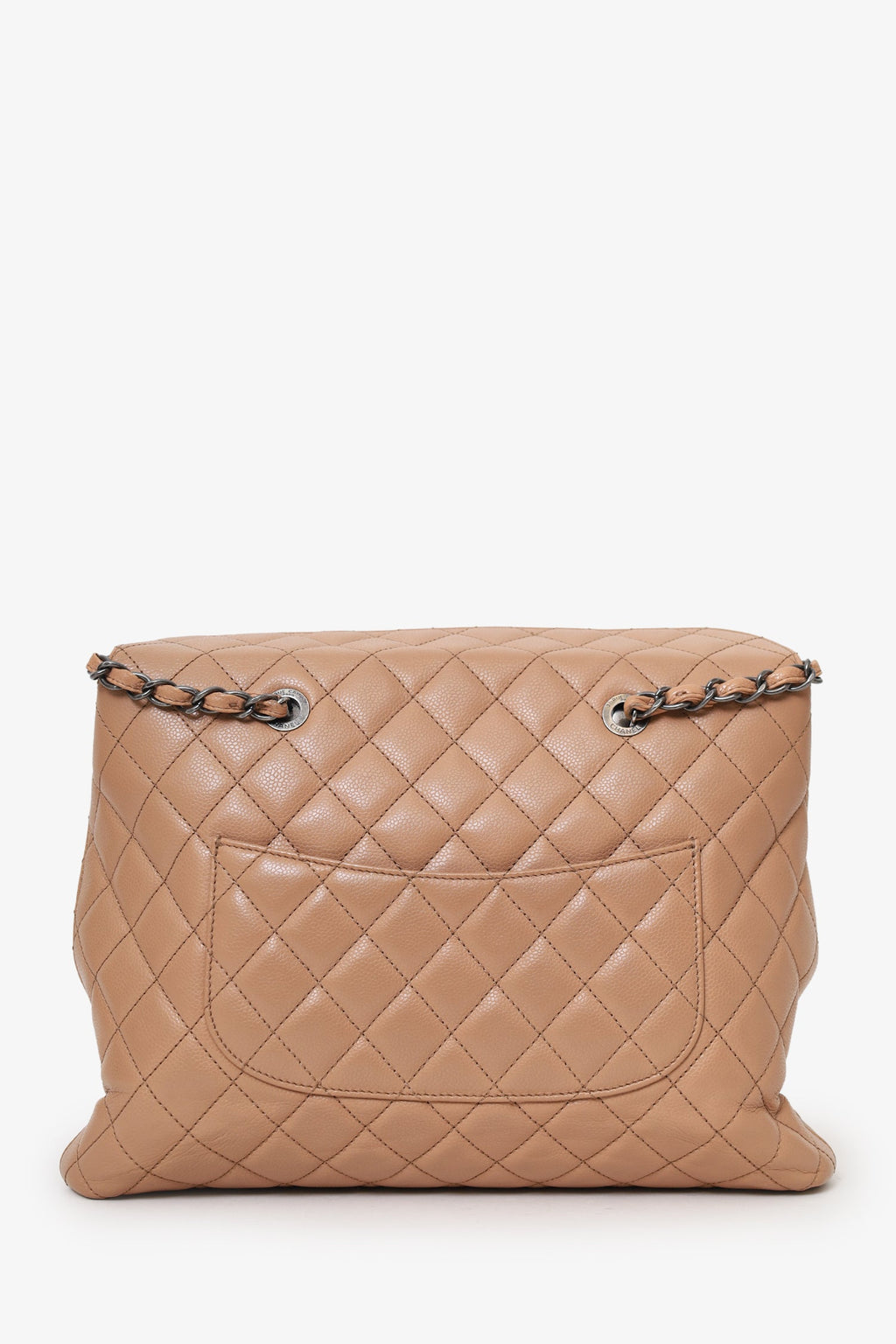 Pre-Loved Chanel™ 2015-16 Beige Caviar Leather Quilted City Large Shopping Tote