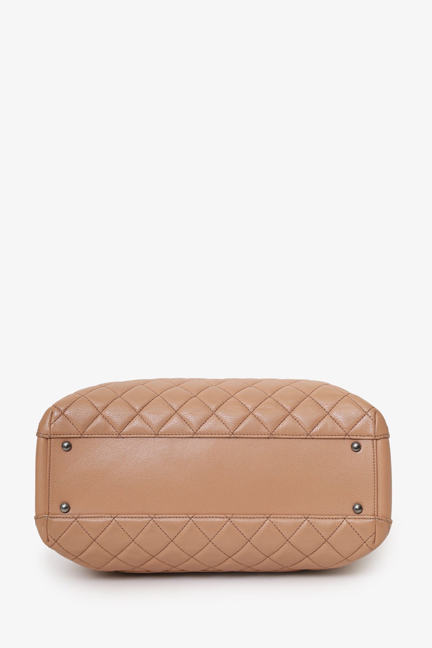 Pre-Loved Chanel™ 2015-16 Beige Caviar Leather Quilted City Large Shopping Tote