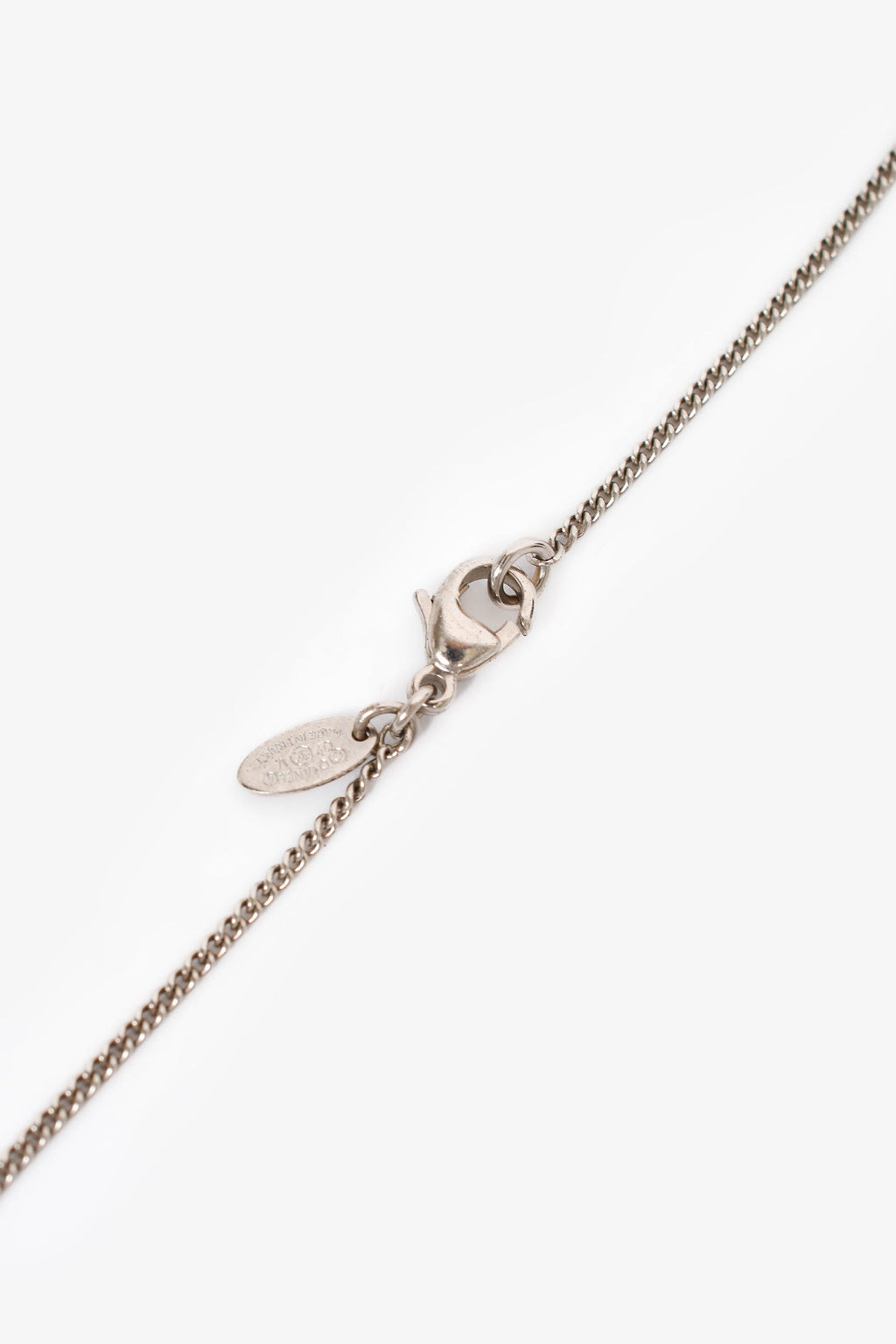 Pre-Loved Chanel™ 2007 Silver Toned Enamel CC Interlocking Pendant Necklace