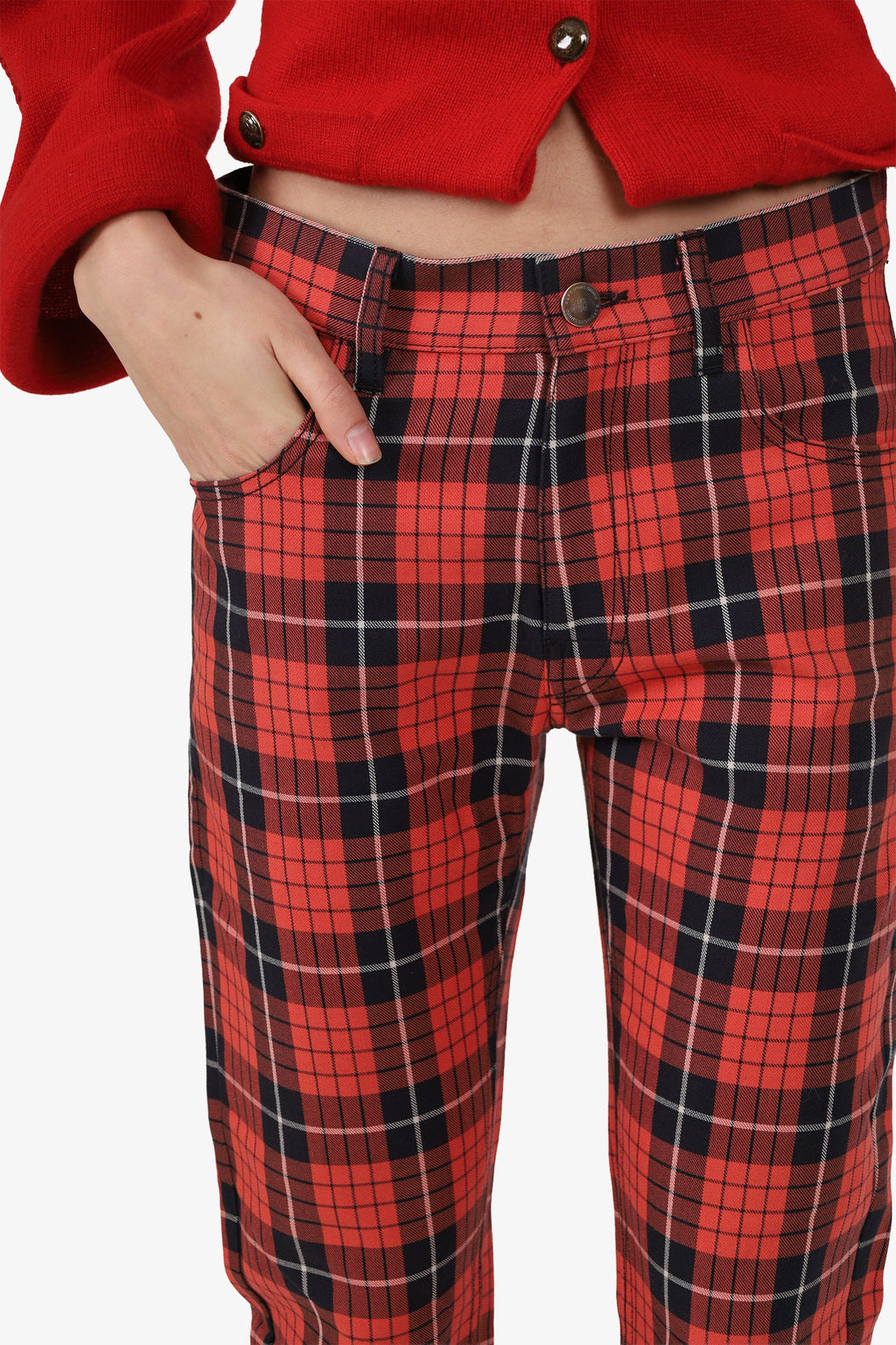 Raf Simons SS18 Red Check Classic Tartan Jeans Size 28