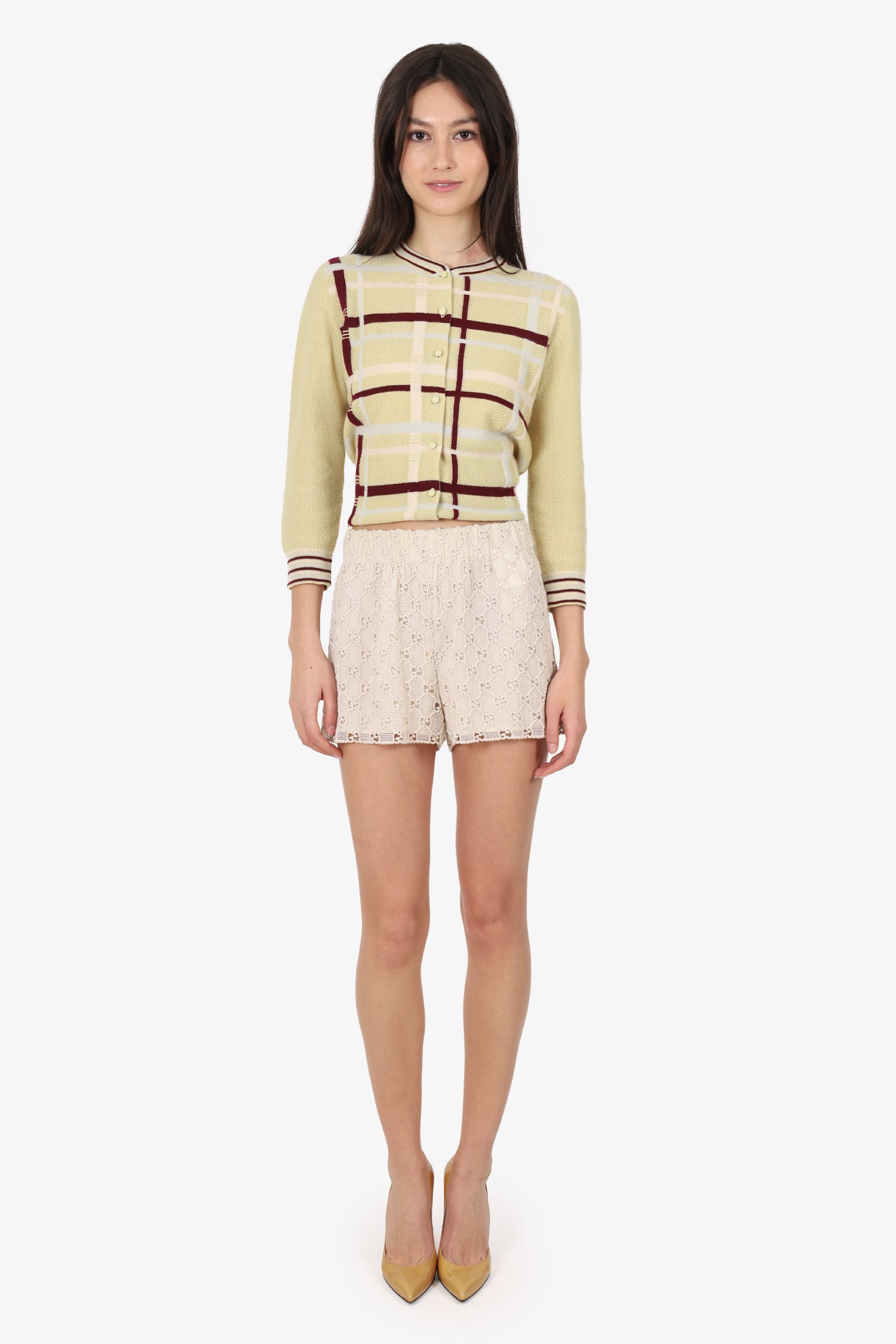 Gucci Cream GG Crochet Shorts Size 36