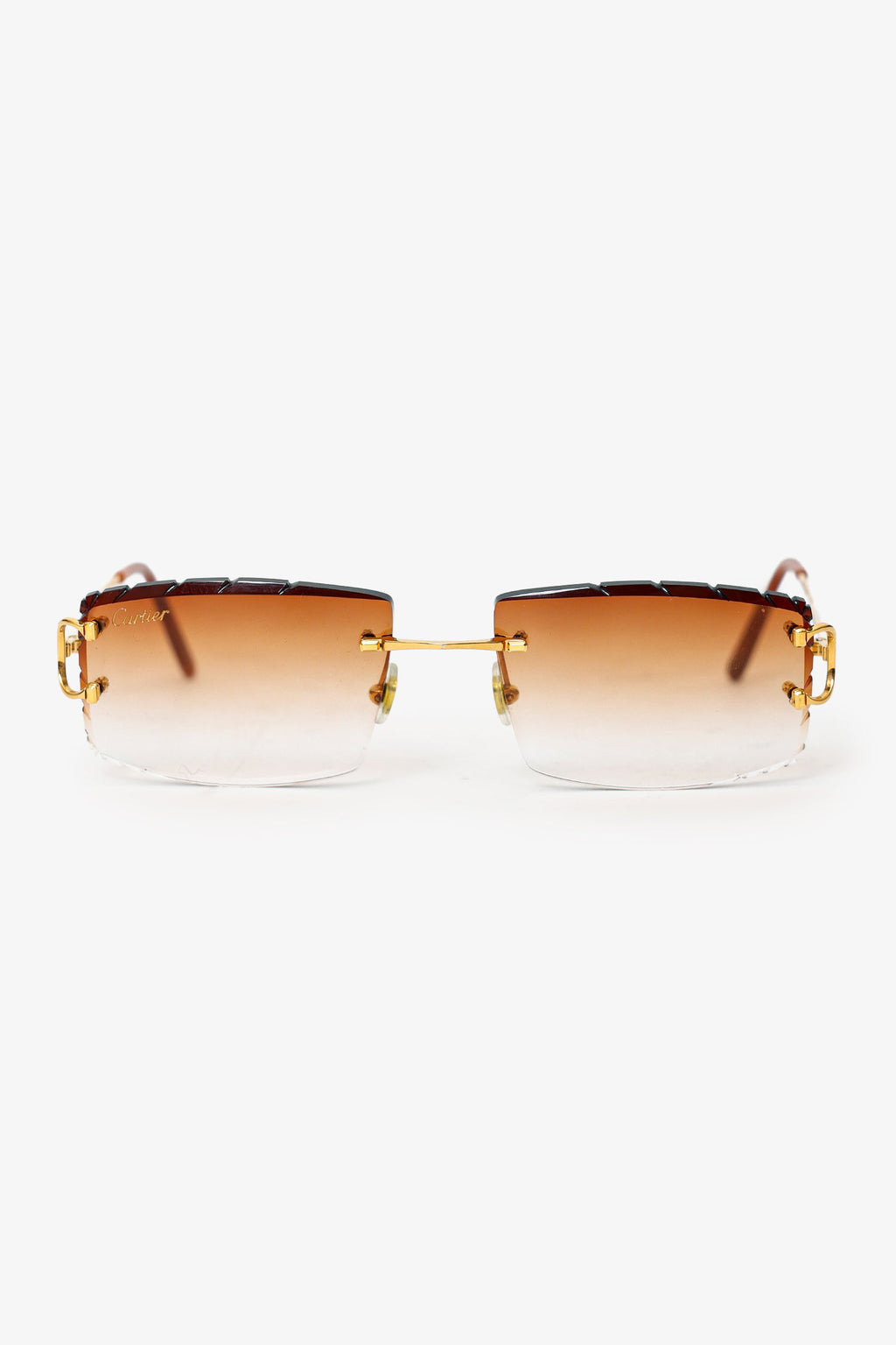 Cartier Gold Frame CT02870 Rimless Diamond Cut C De Sunglasses