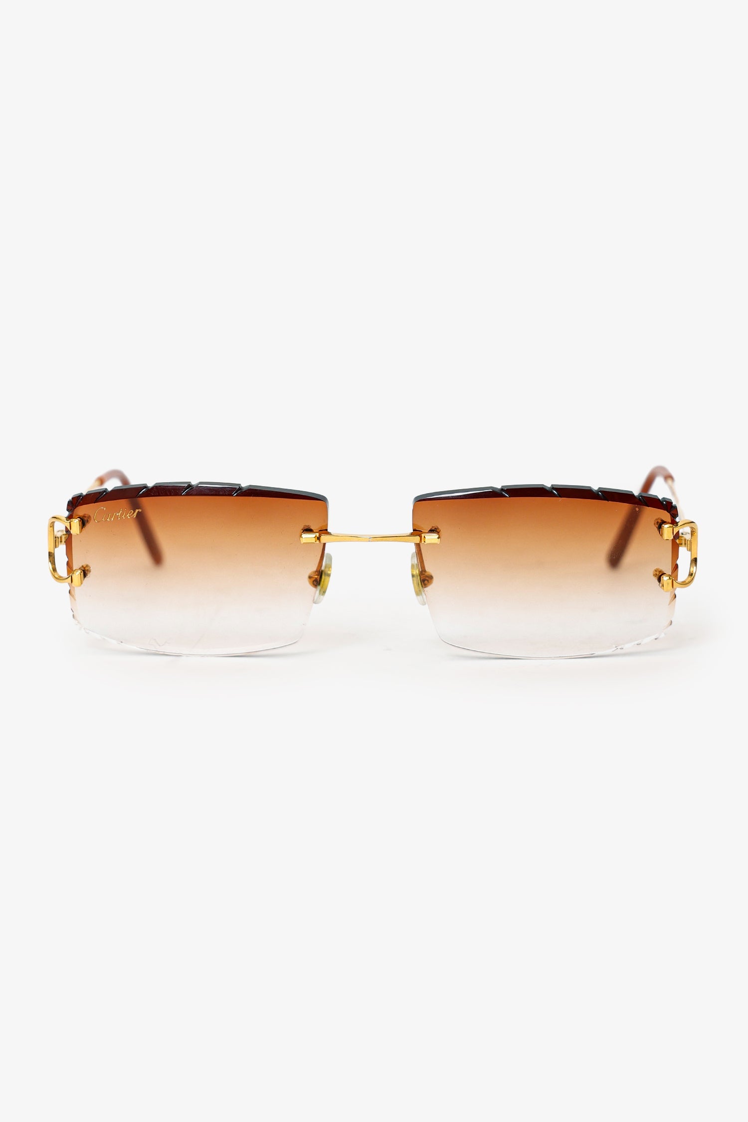 Cartier Gold Frame CT02870 Rimless Diamond Cut C De Sunglasses