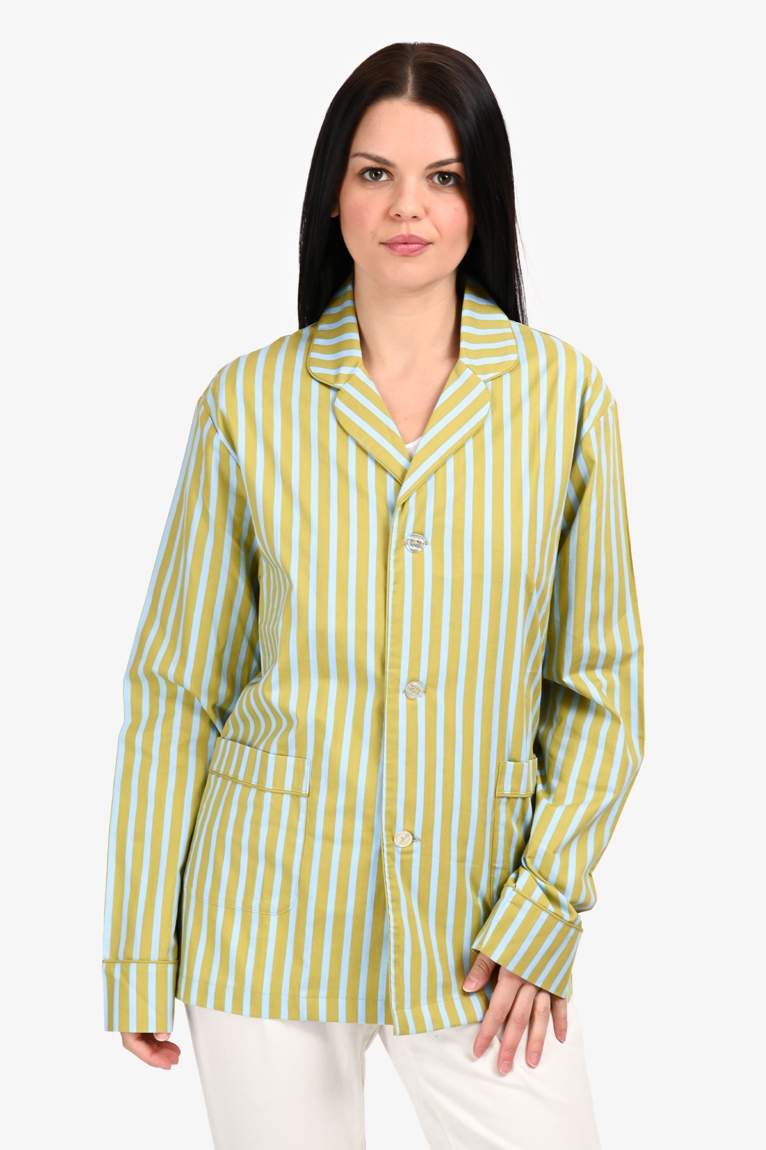 Paul Smith Green/Blue Striped Cotton Button Down Shirt Size M