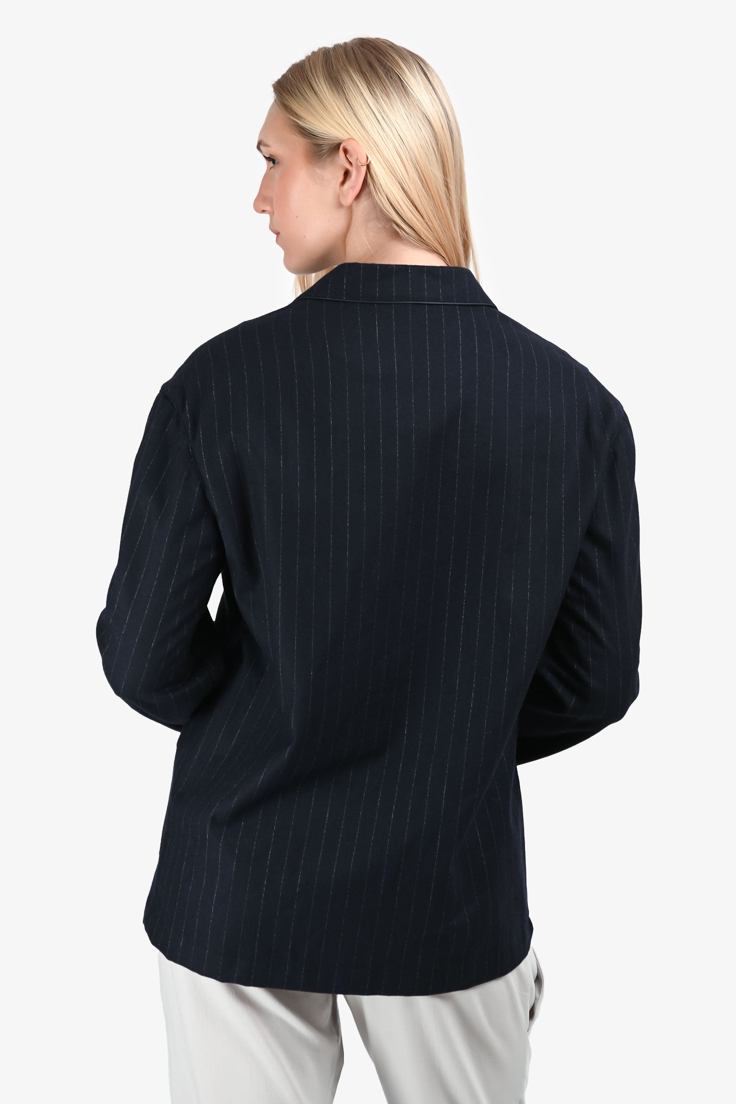 Valentino Navy Wool/Cashmere Pinstripe Blazer Size 36