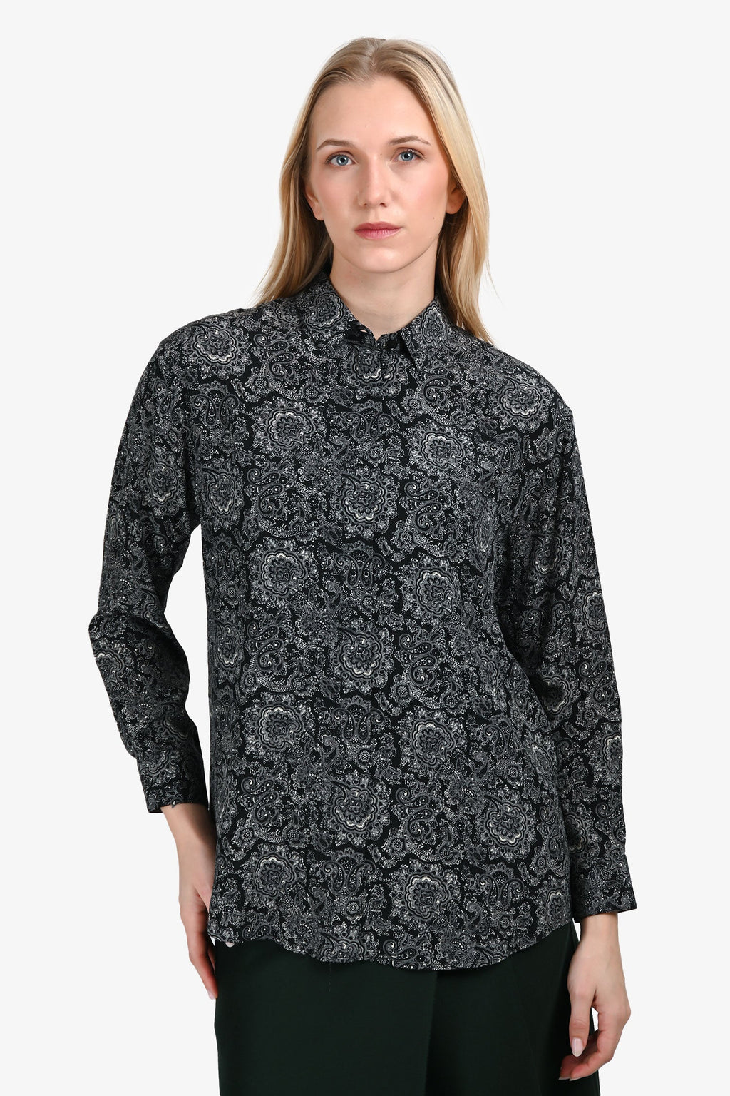 Saint Laurent 2018 Paisley Print Silk Shirt Size 40