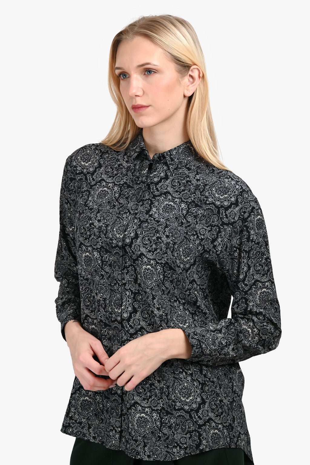 Saint Laurent 2018 Paisley Print Silk Shirt Size 40