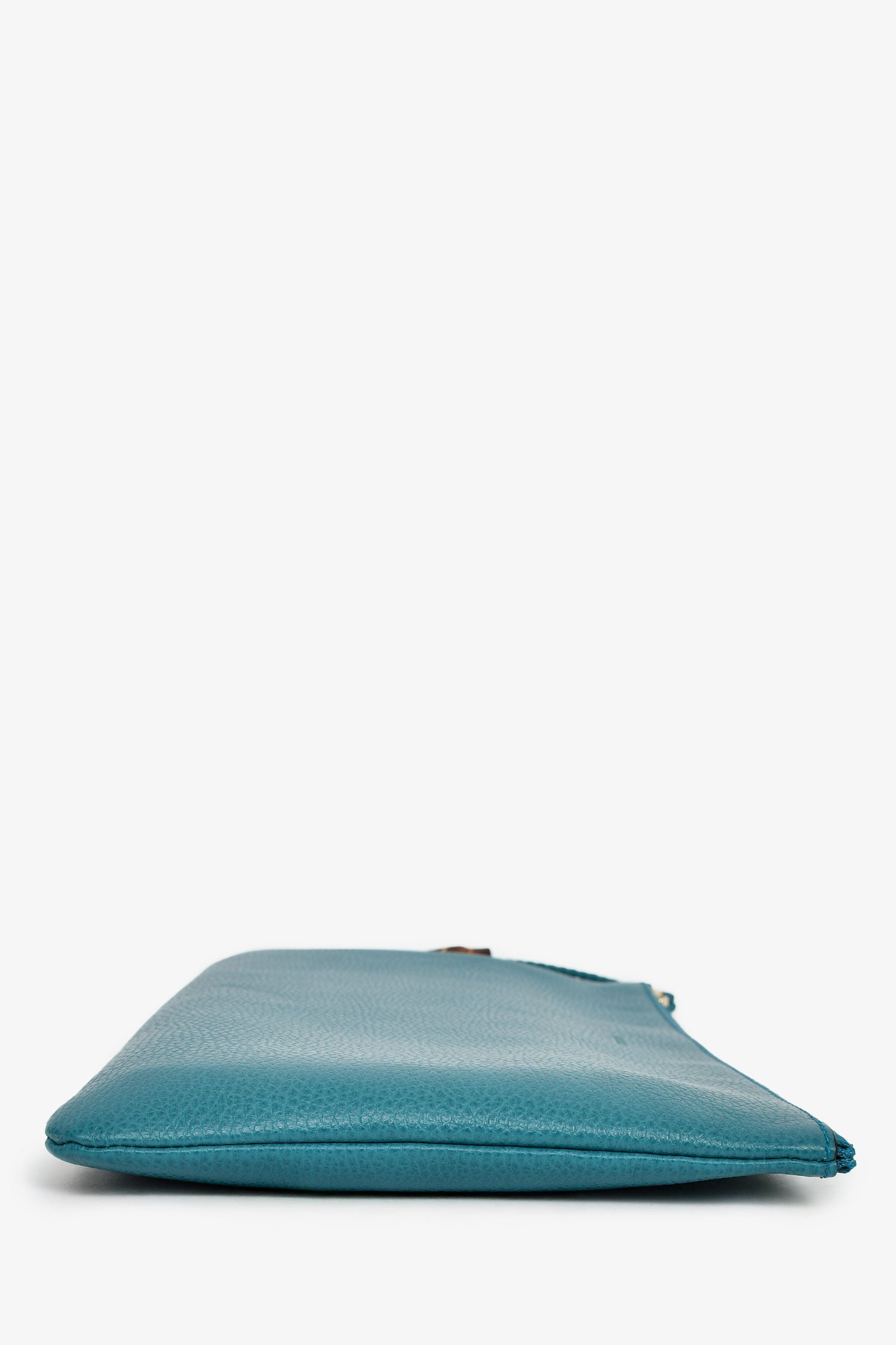 Gucci Turquoise Pebbled Leather Bamboo Tassel Clutch