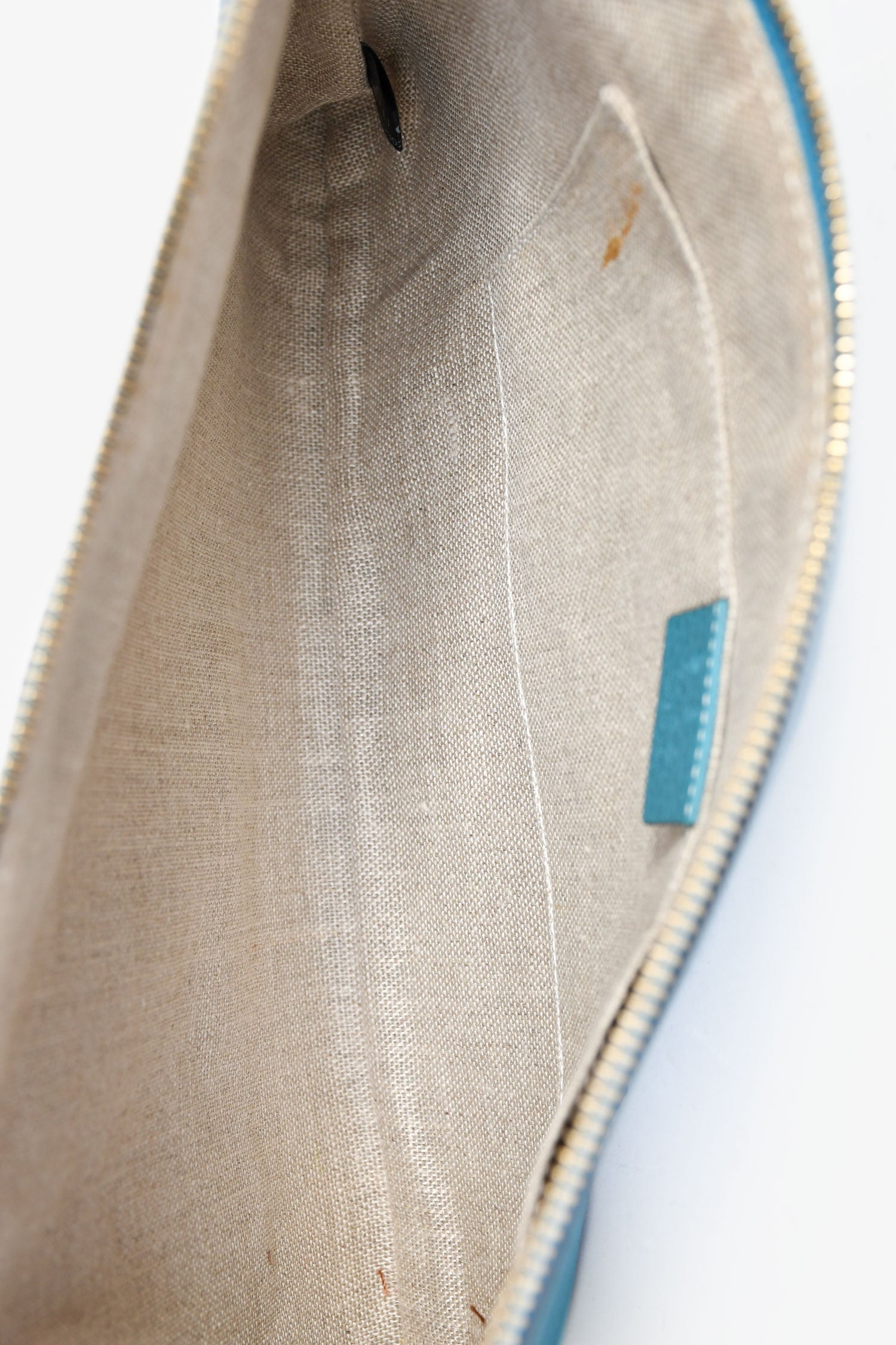 Gucci Turquoise Pebbled Leather Bamboo Tassel Clutch