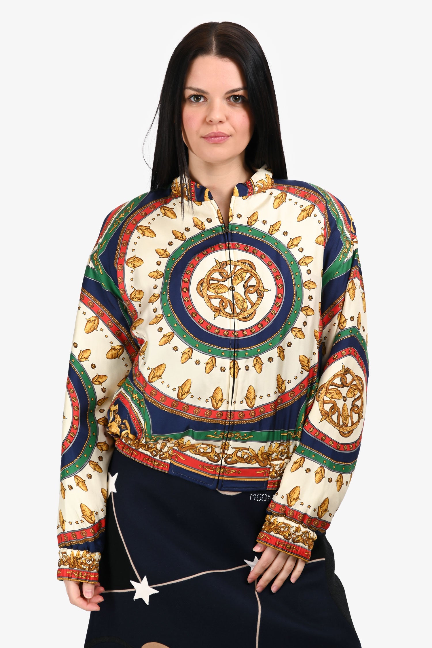 Gucci 2019 Silk Blouson Bomber Jacket Size 44 Mens