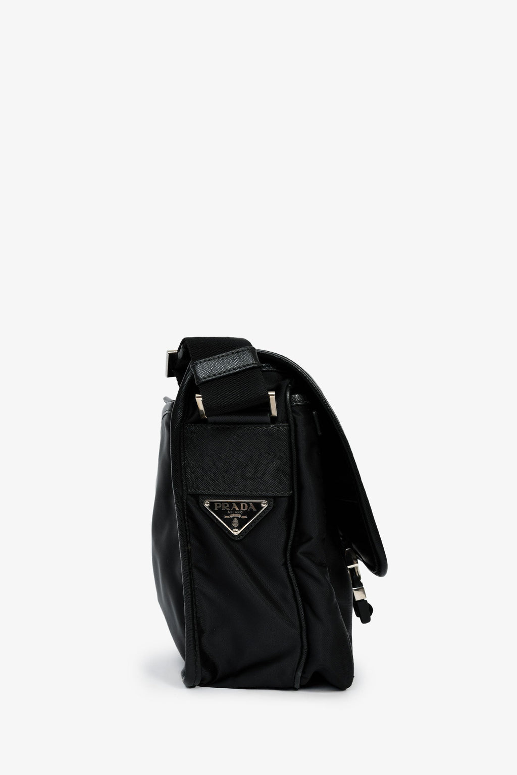 Prada Black Tessuto Flap Messenger Bag